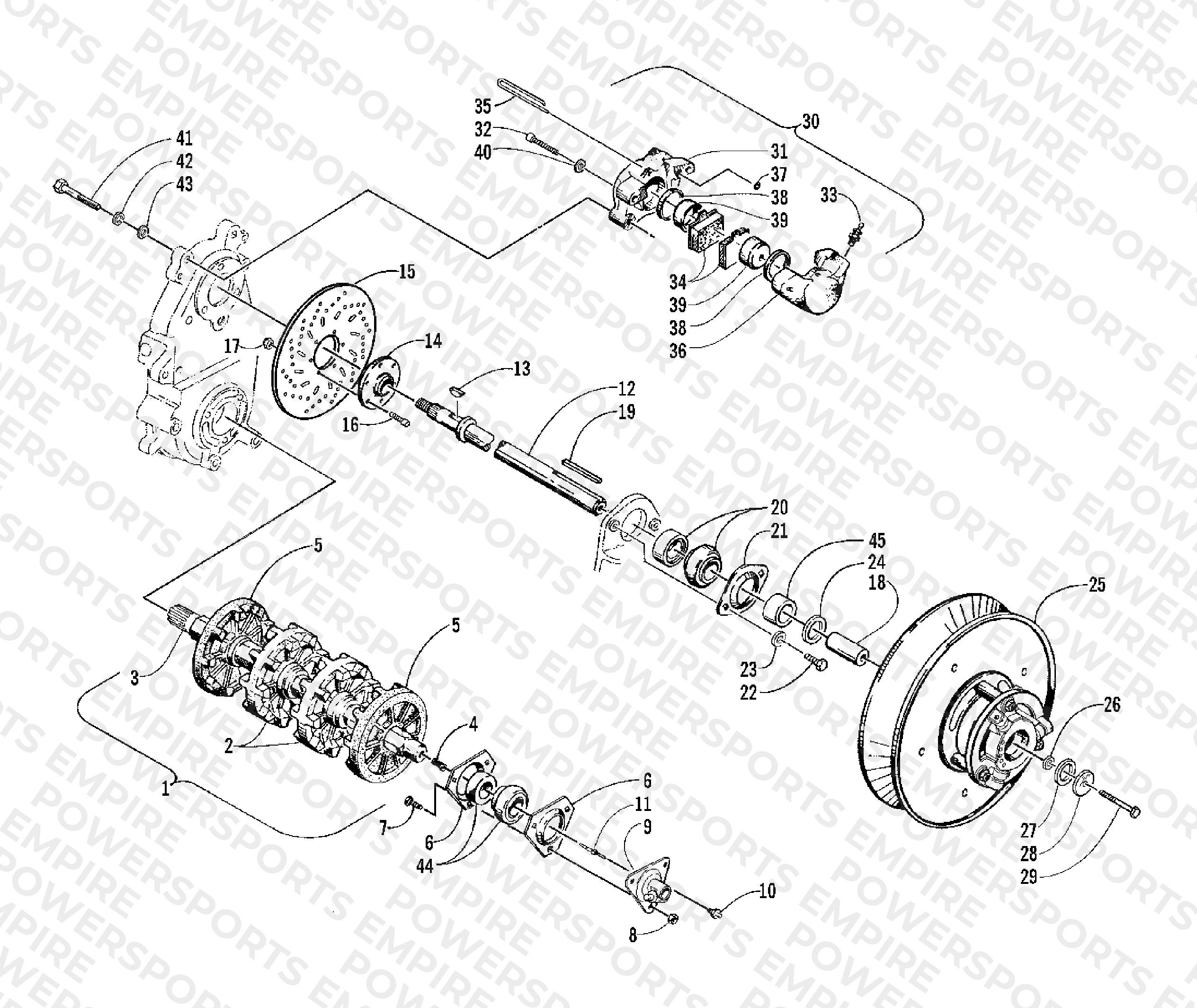 DRIVE TRAIN SHAFTS AND BRAKE ASSEMBLIES