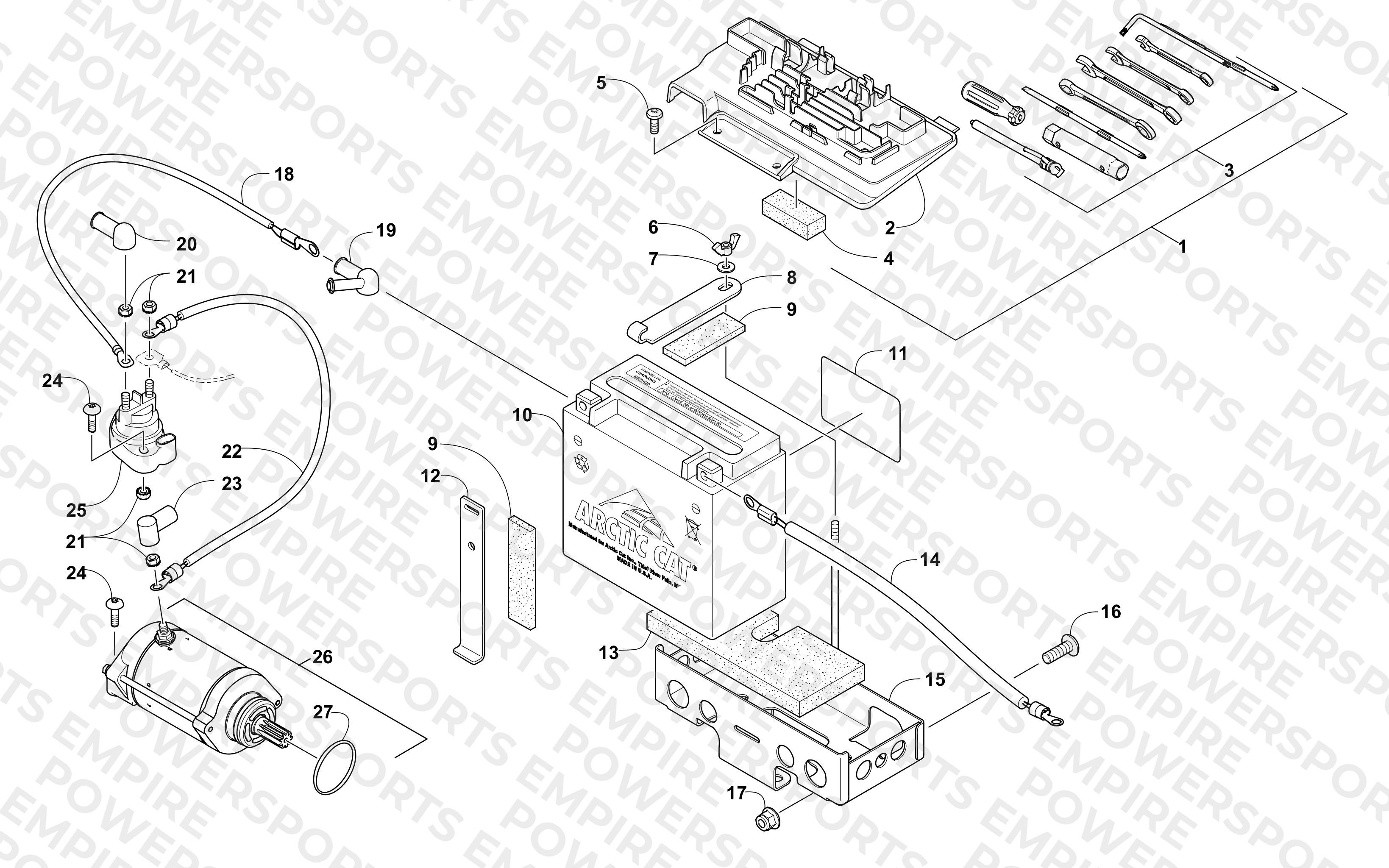 BATTERY AND STARTER ASSEMBLY