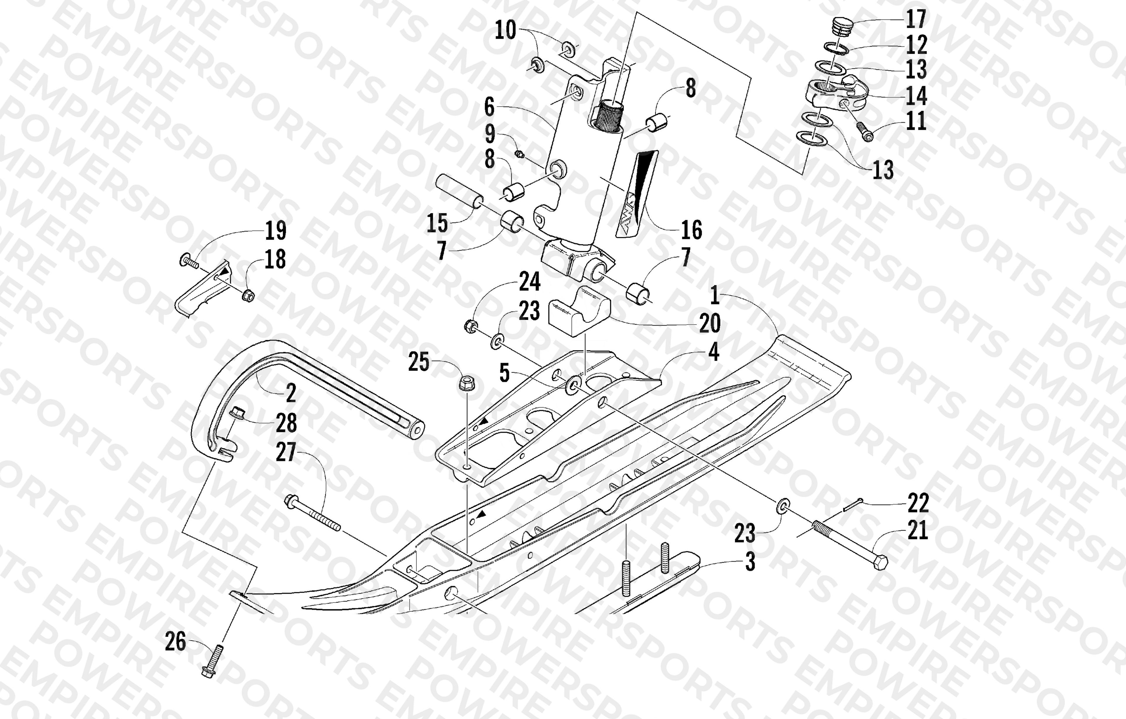 SKI AND SPINDLE ASSEMBLY