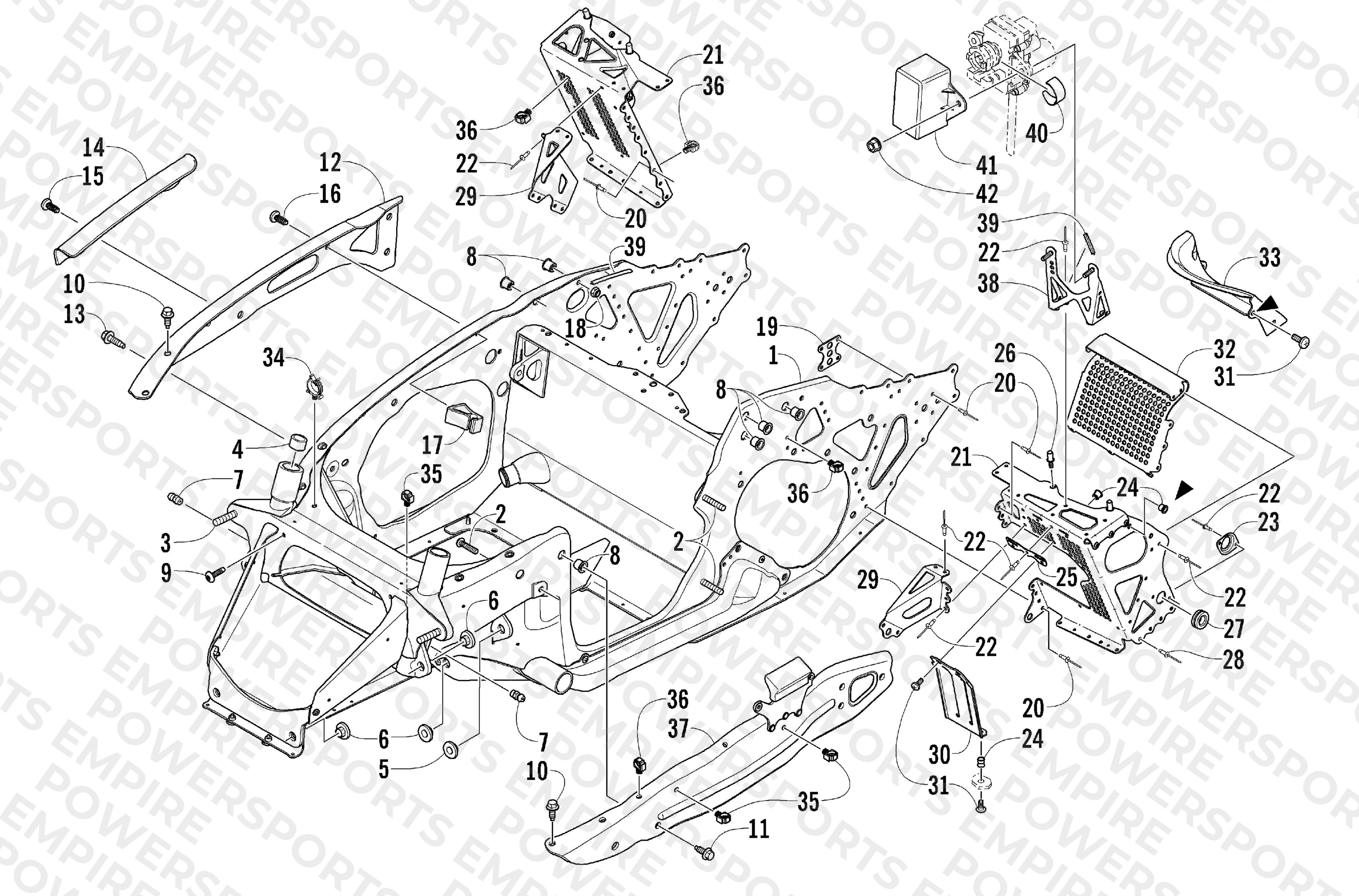 FRONT FRAME AND FOOTREST ASSEMBLY