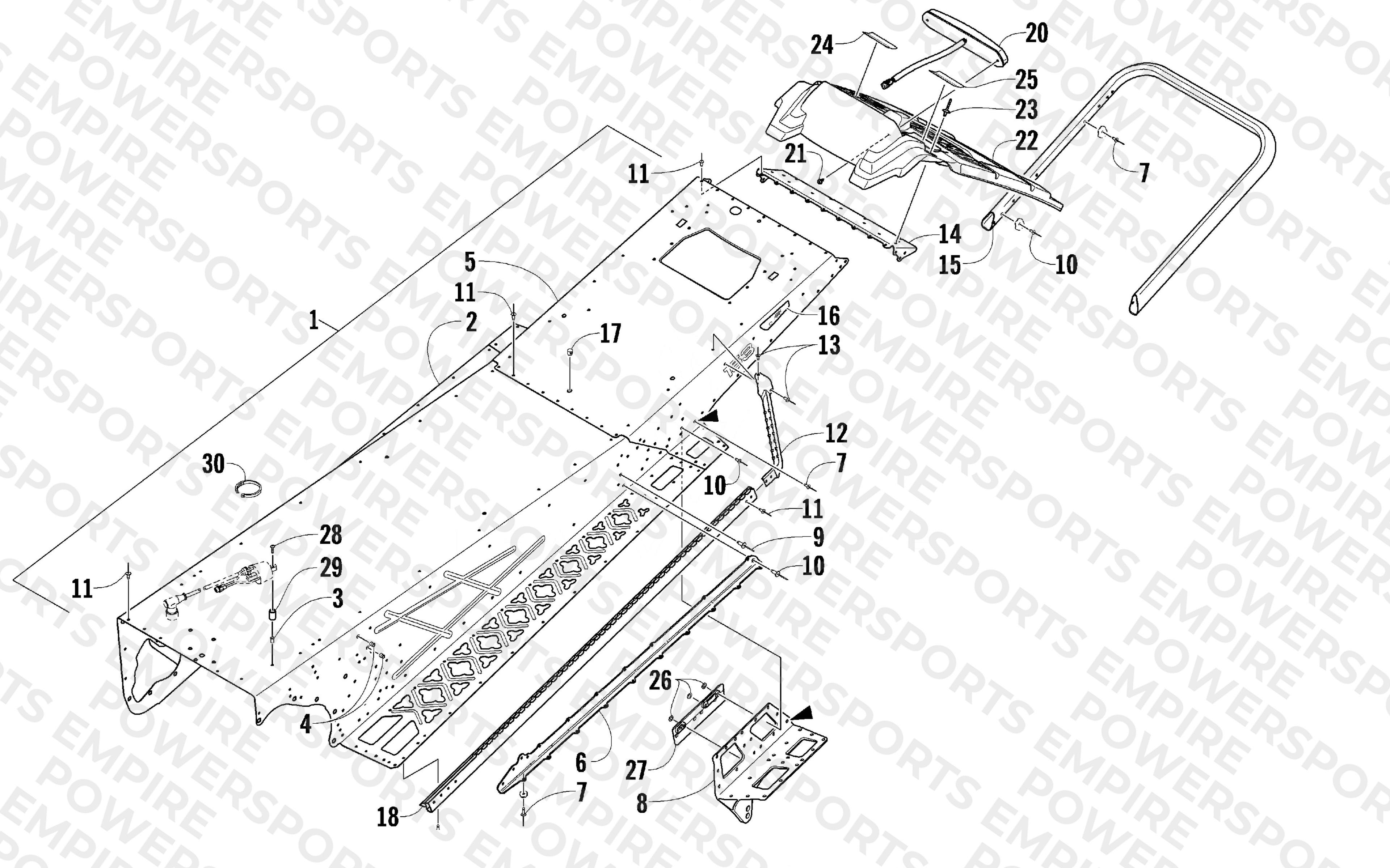 TUNNEL, REAR BUMPER, AND TAILLIGHT ASSEMBLY