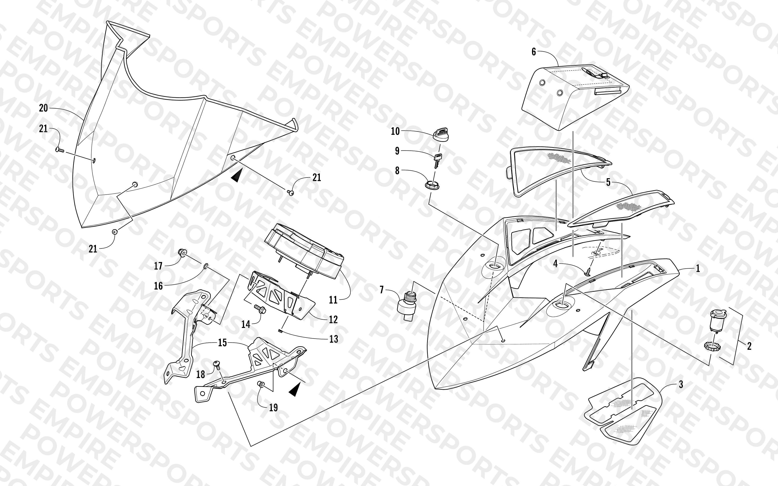WINDSHIELD AND INSTRUMENTS ASSEMBLIES