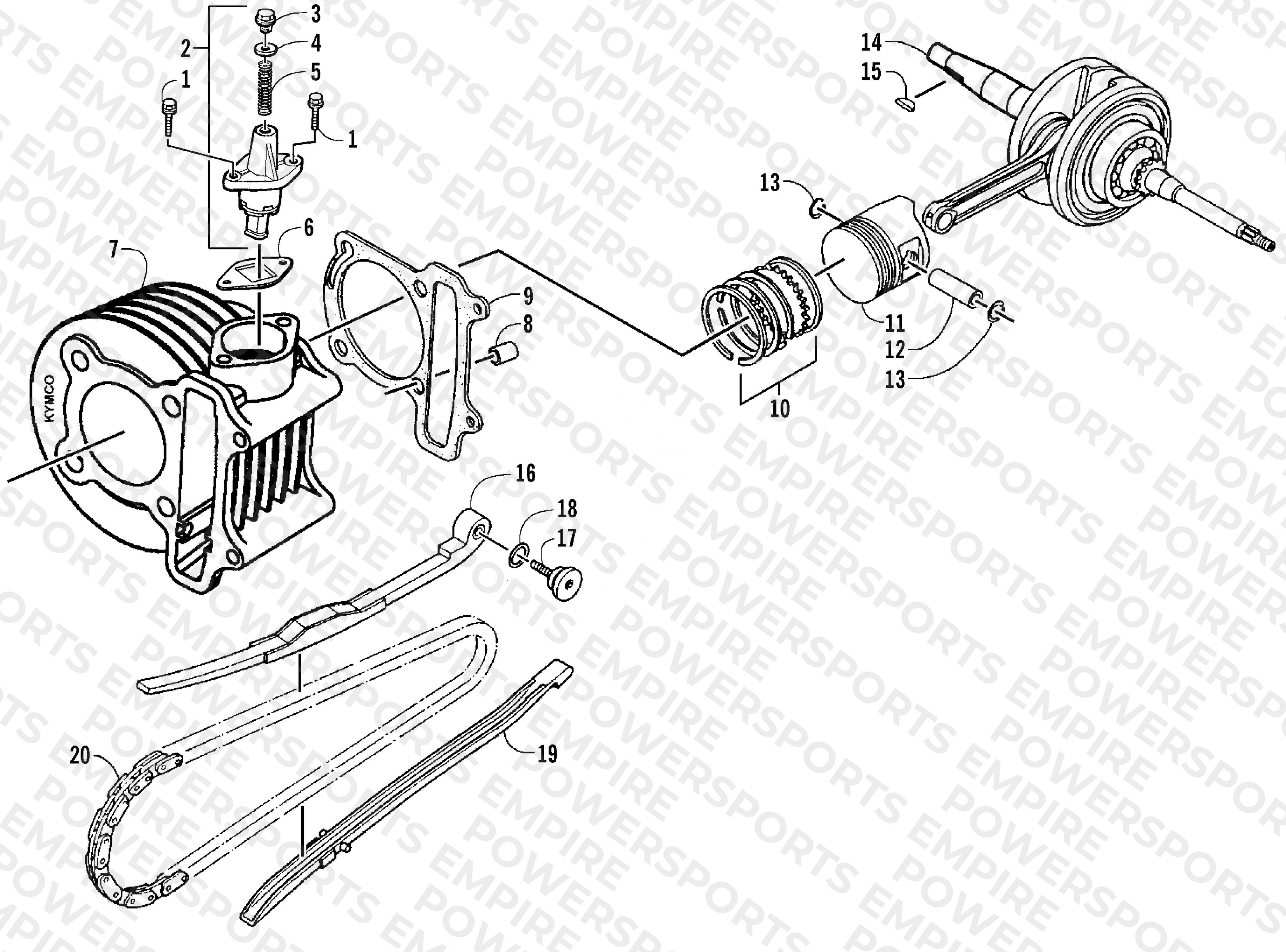CRANKSHAFT, CYLINDER, PISTON, AND CAM CHAIN ASSEMBLIES