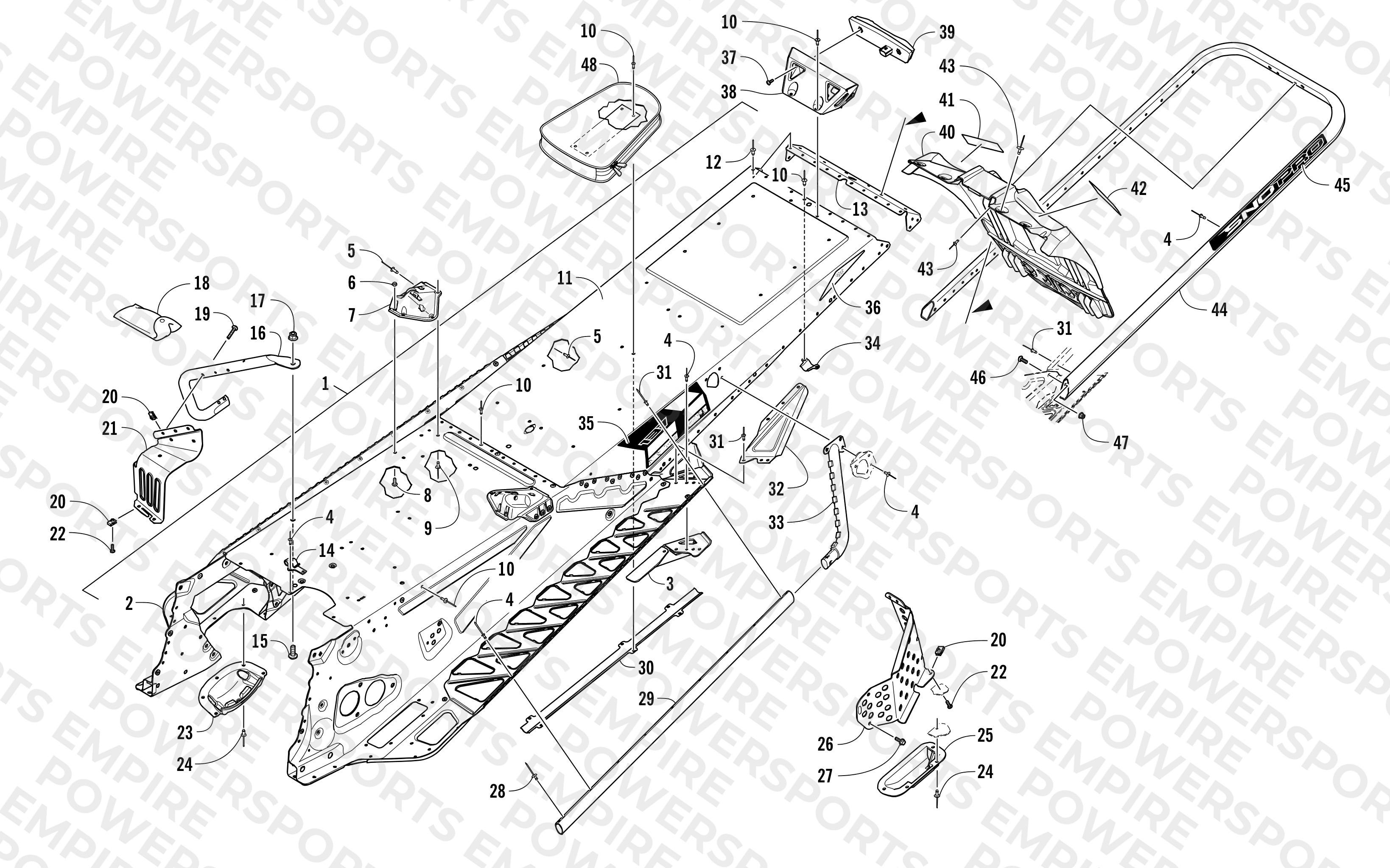 TUNNEL, REAR BUMPER, AND SNOWFLAP ASSEMBLY