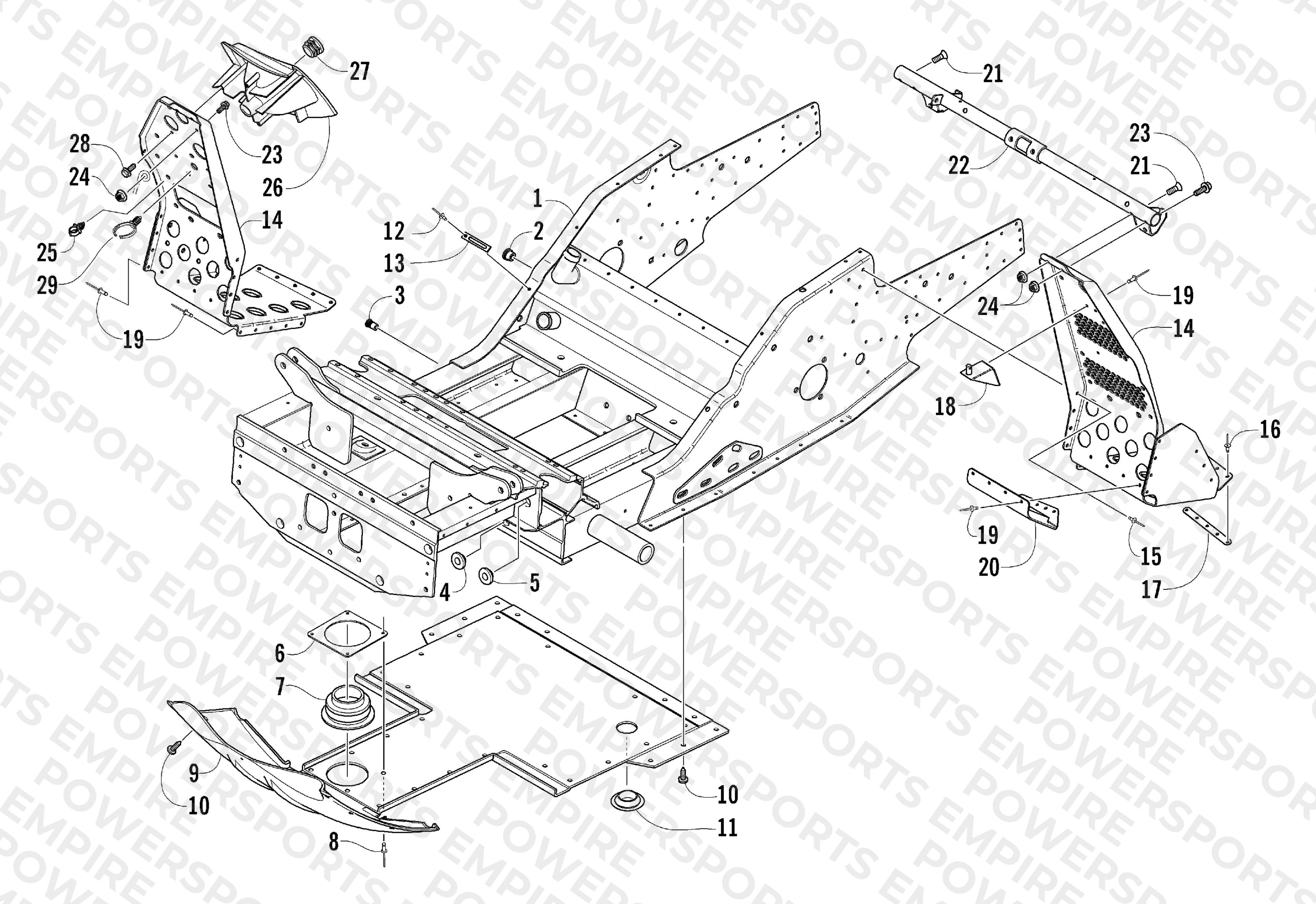 FRONT FRAME AND FOOTREST ASSEMBLY