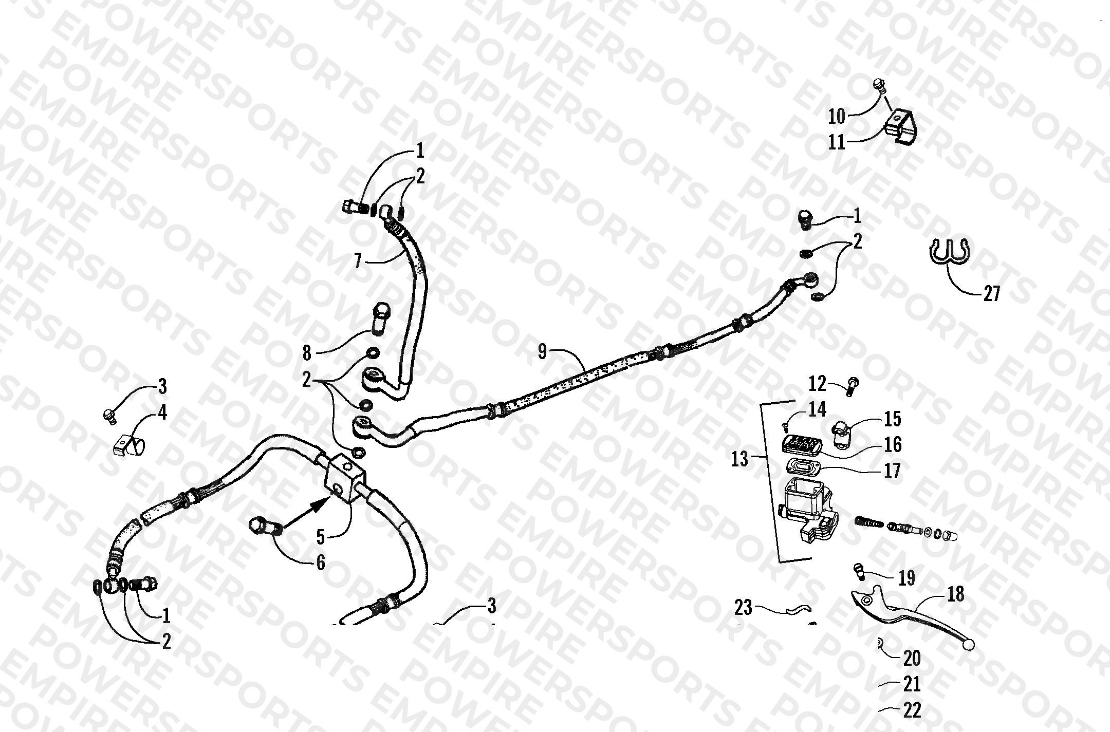 HYDRAULIC BRAKE HOSE AND HAND BRAKE ASSEMBLY