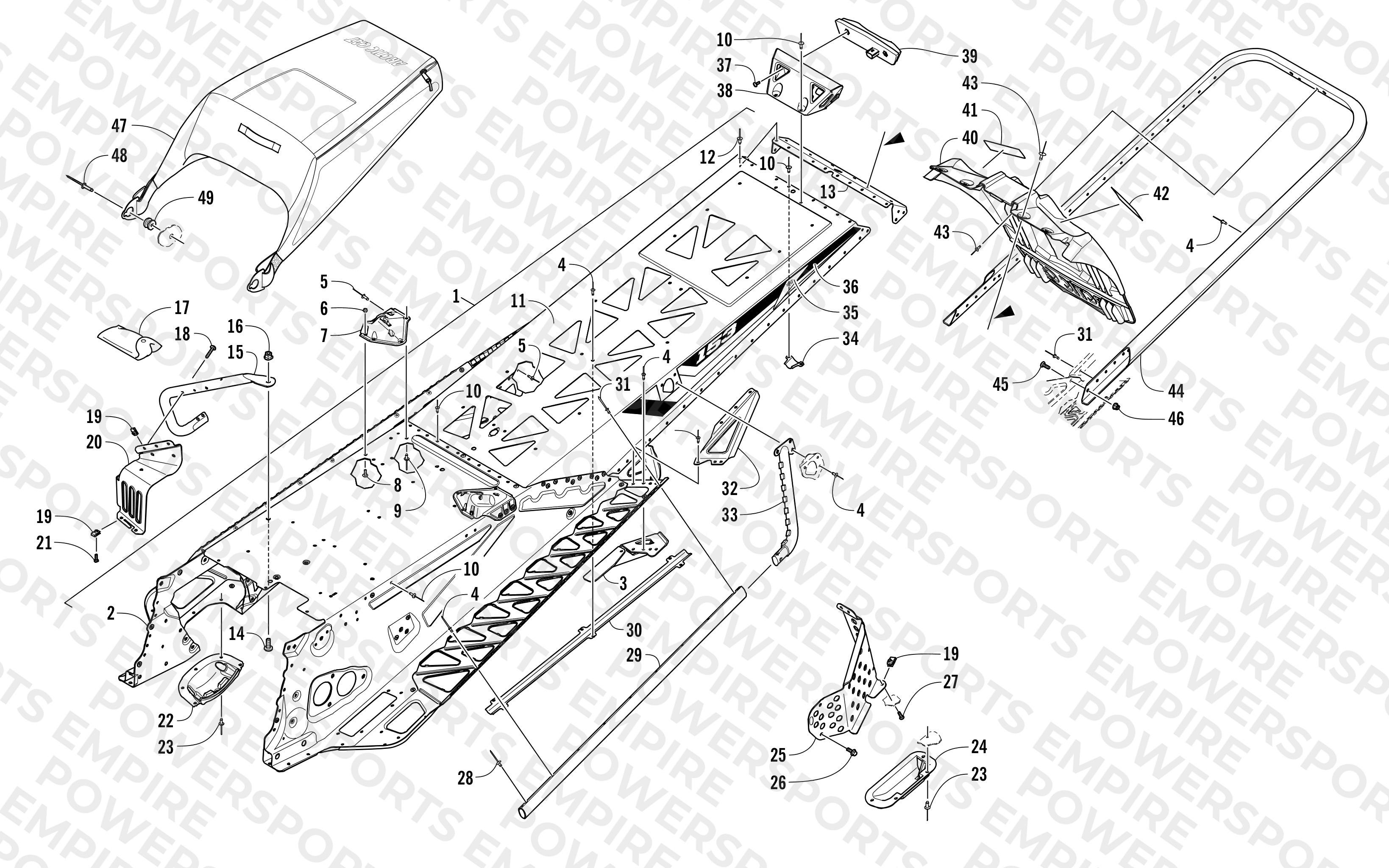 TUNNEL, REAR BUMPER, AND SNOWFLAP ASSEMBLY