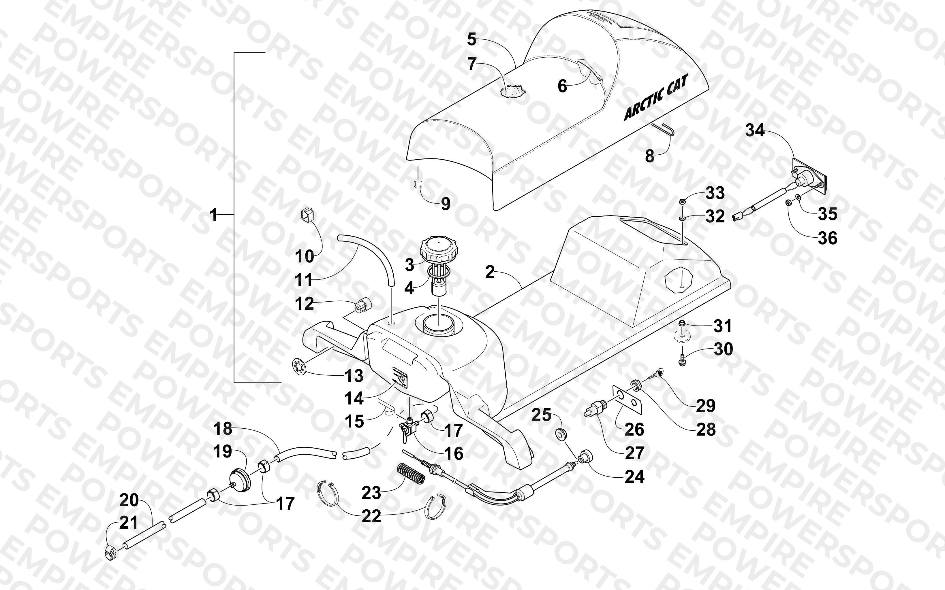 GAS TANK, SEAT, AND TAILLIGHT ASSEMBLY