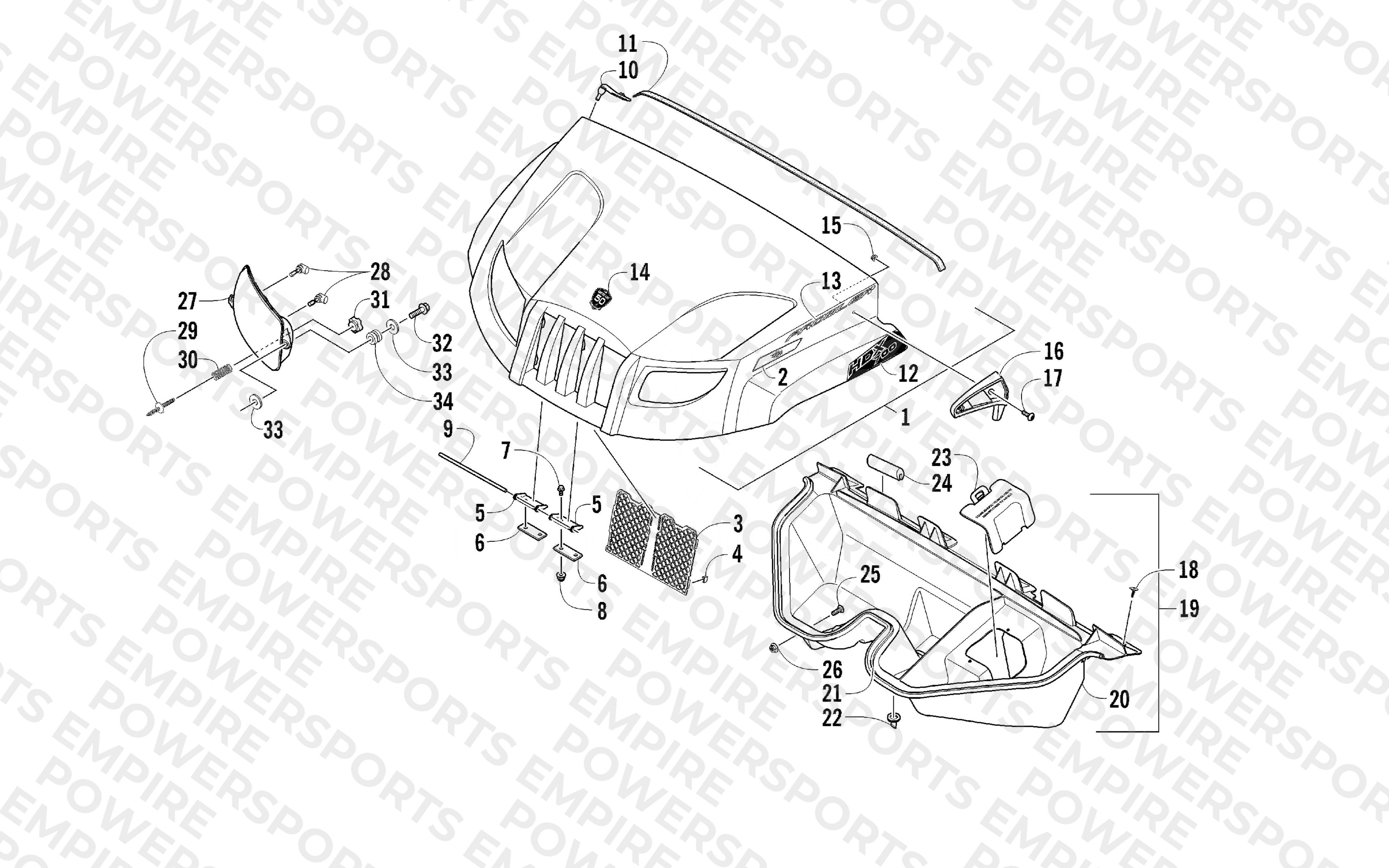 HOOD AND HEADLIGHT ASSEMBLY