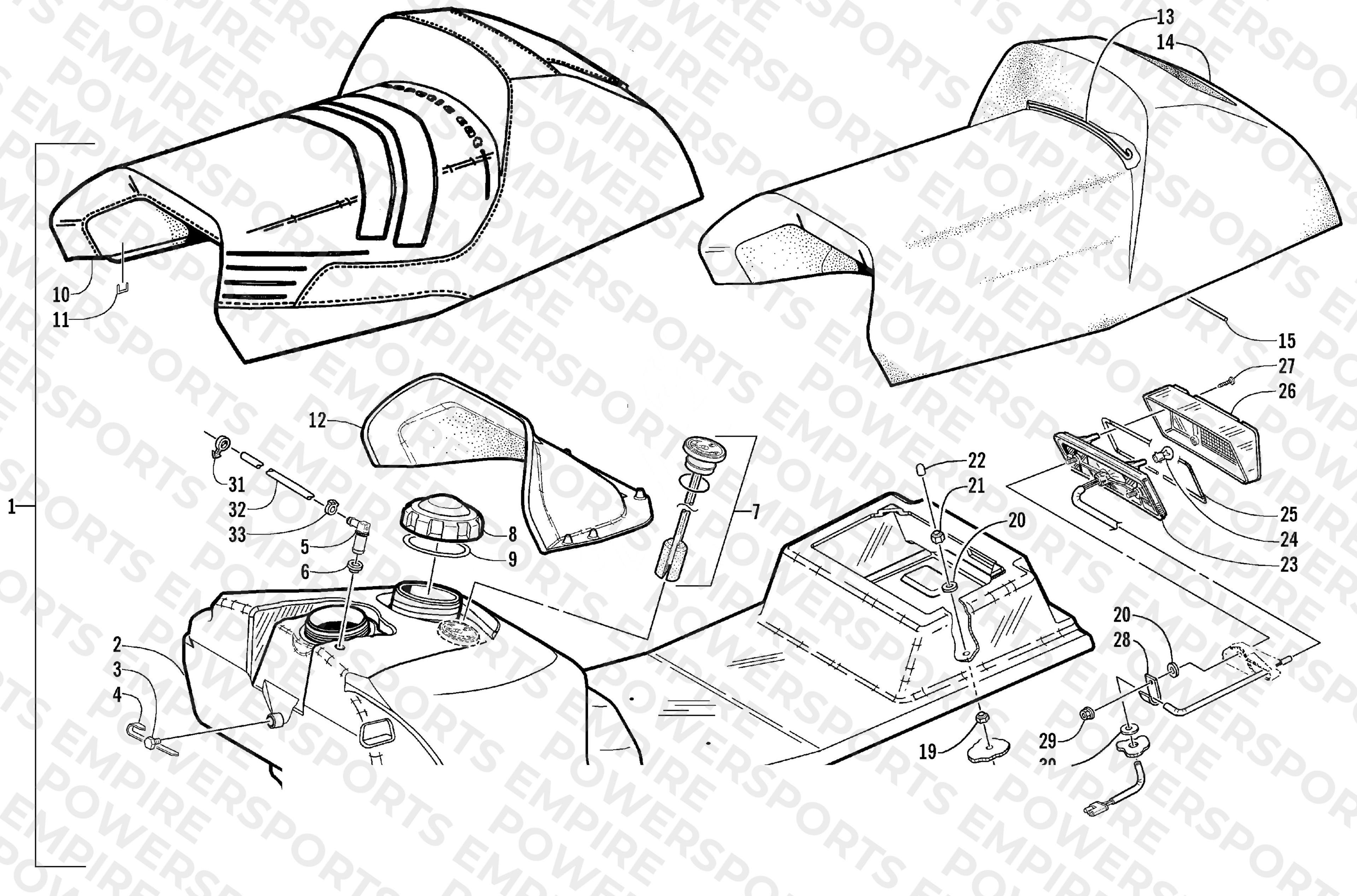 GAS TANK, SEAT, AND TAILLIGHT ASSEMBLY