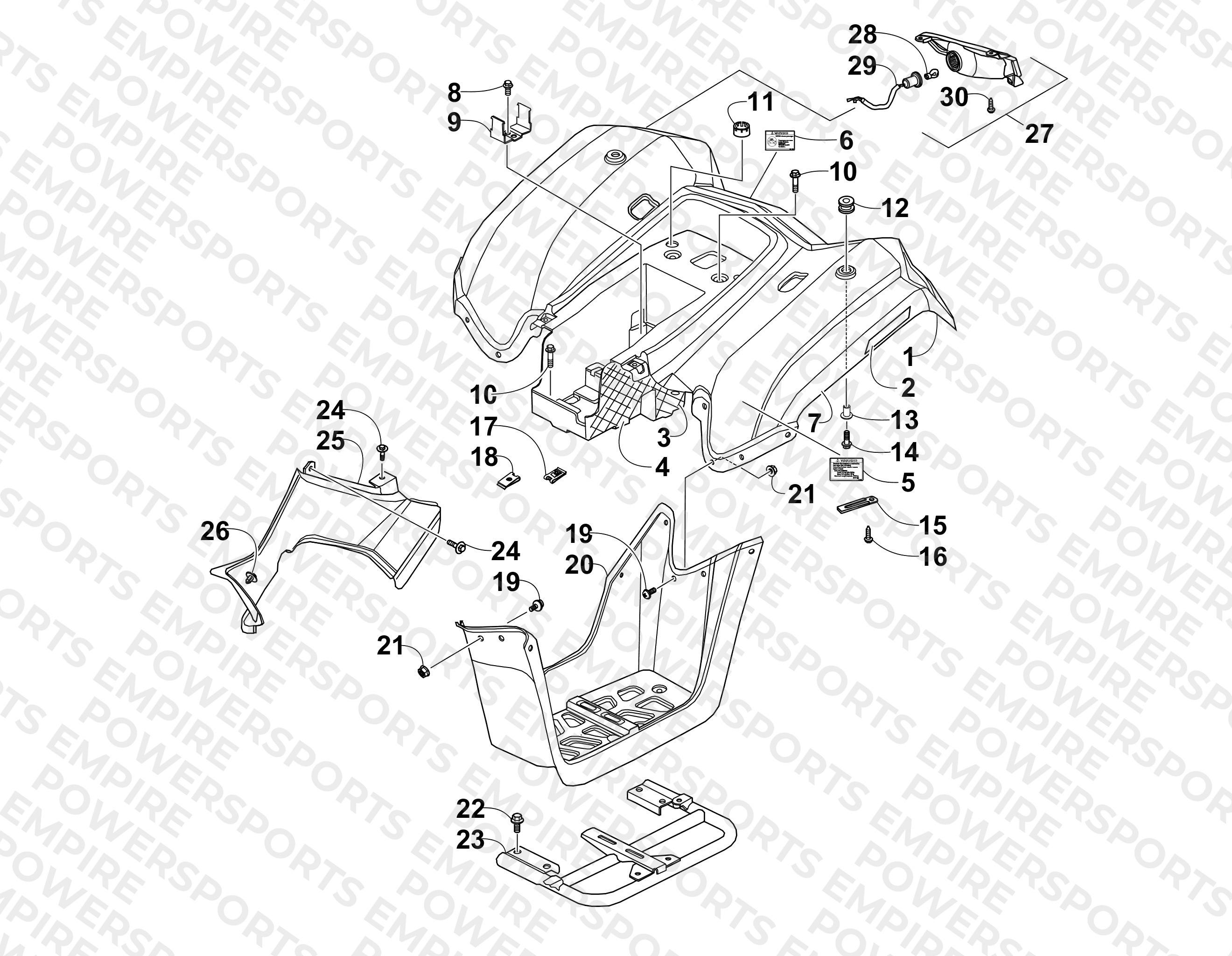 REAR BODY PANEL AND TAILLIGHT ASSEMBLIES