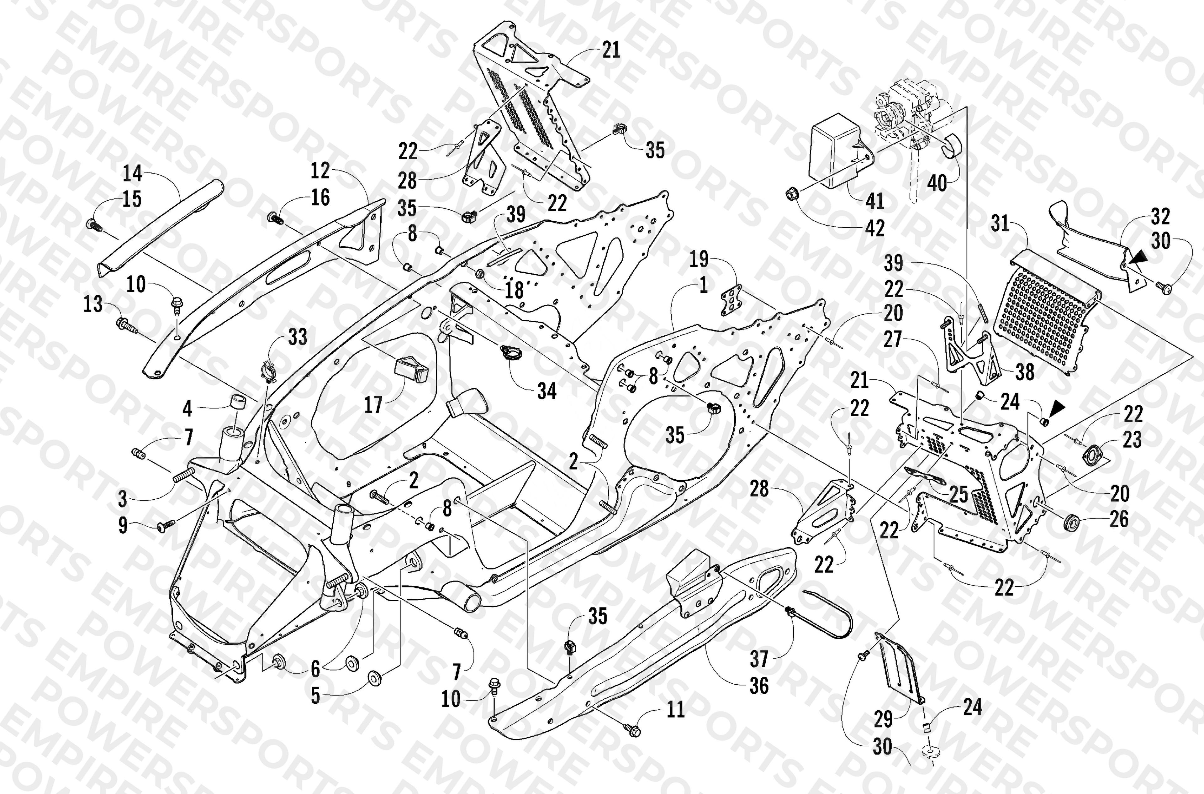 FRONT FRAME AND FOOTREST ASSEMBLY