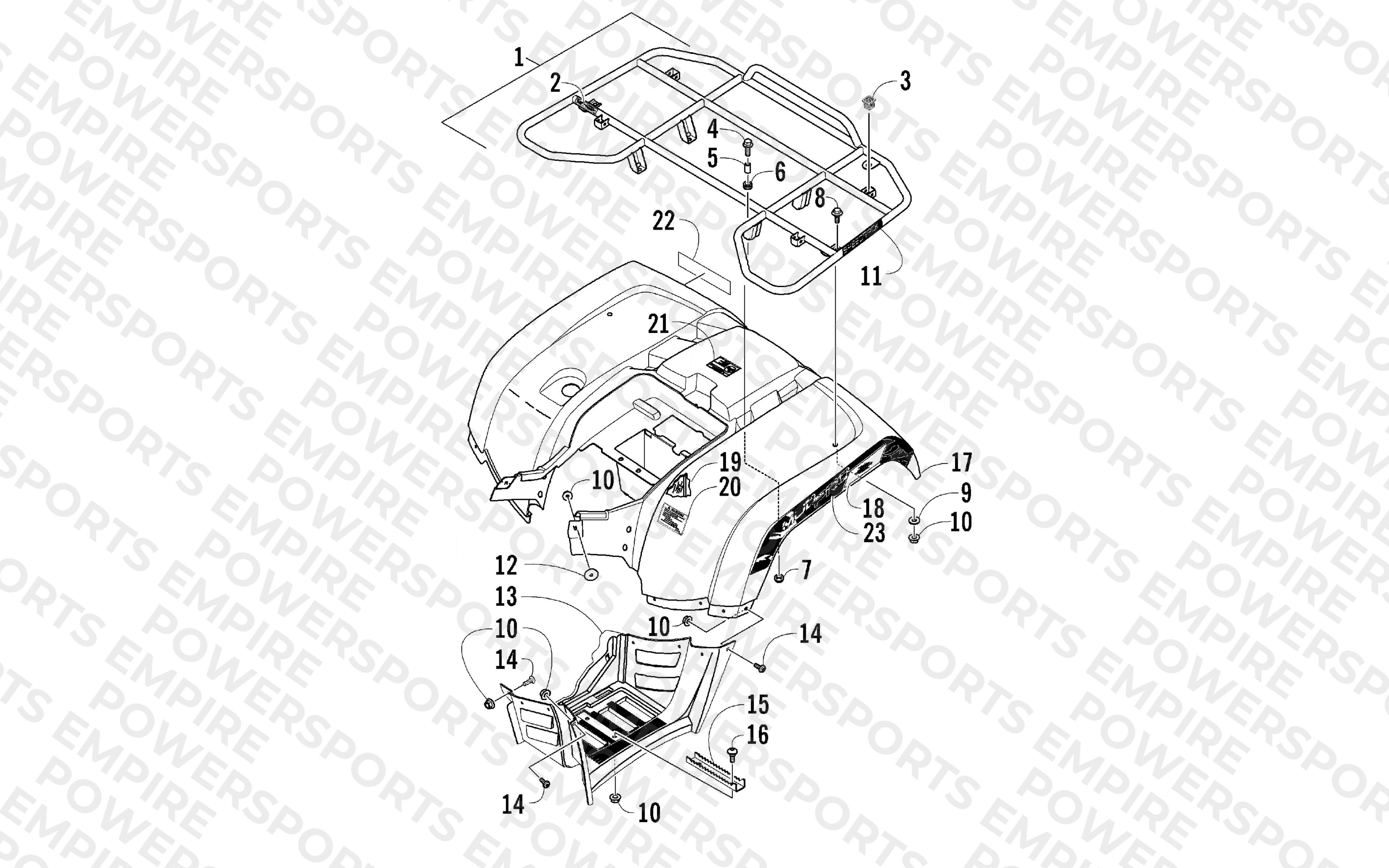 REAR RACK, BODY PANEL, AND FOOTWELL ASSEMBLIES
