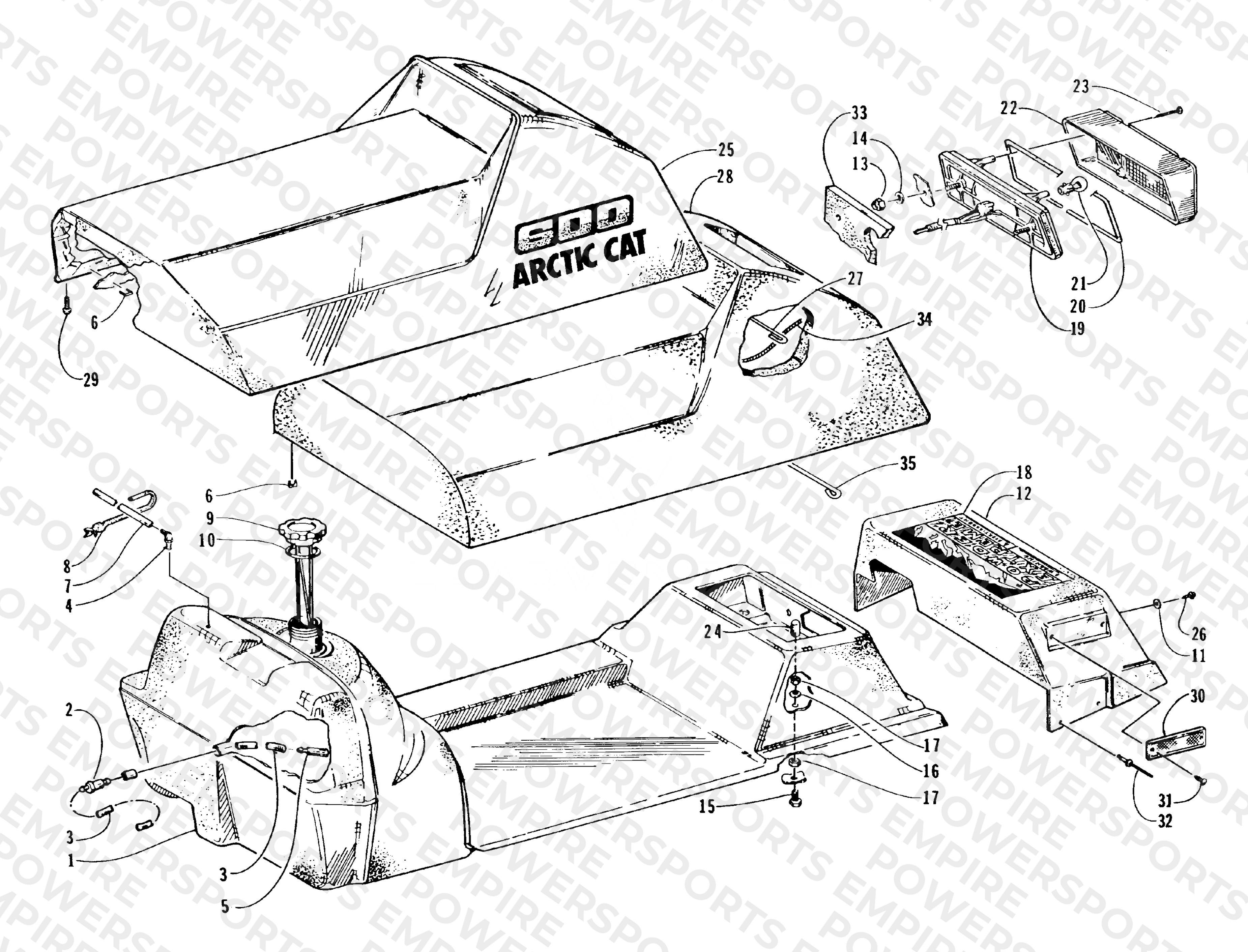 GAS TANK, SEAT, AND TAILLIGHT ASSEMBLY