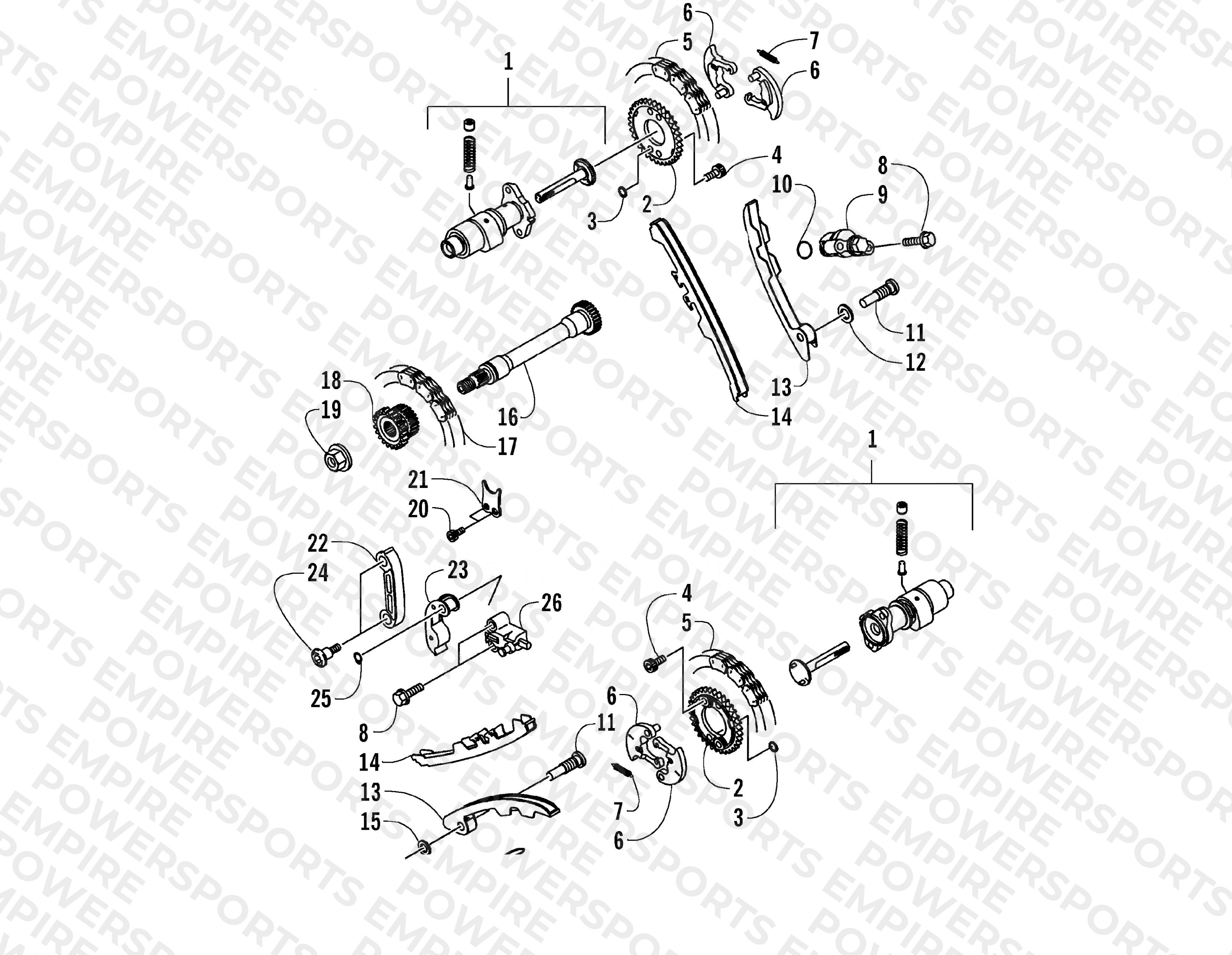CAMSHAFTS/TENSIONER ASSEMBLY
