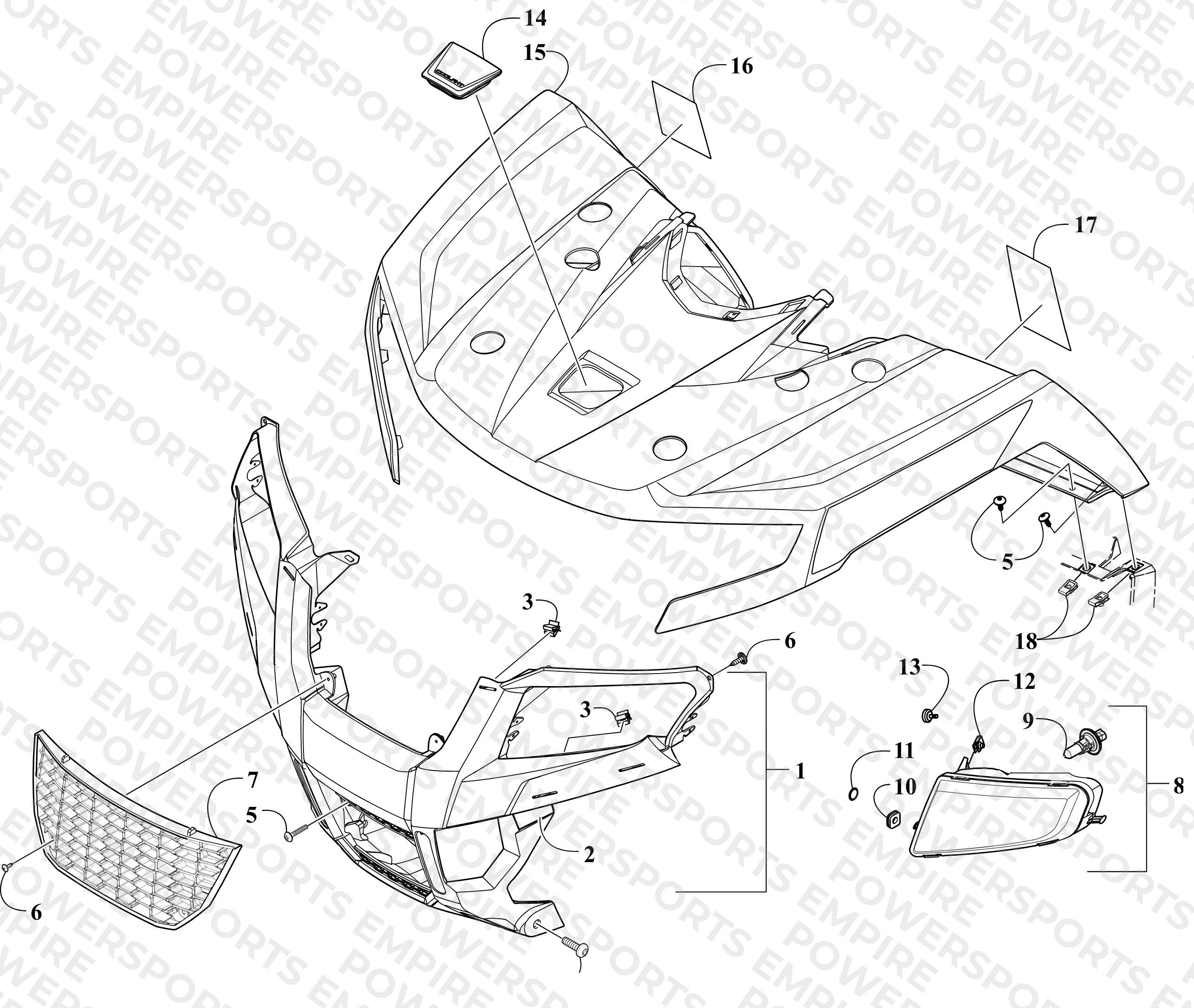 FRONT BODY PANEL AND HEADLIGHT ASSEMBLIES