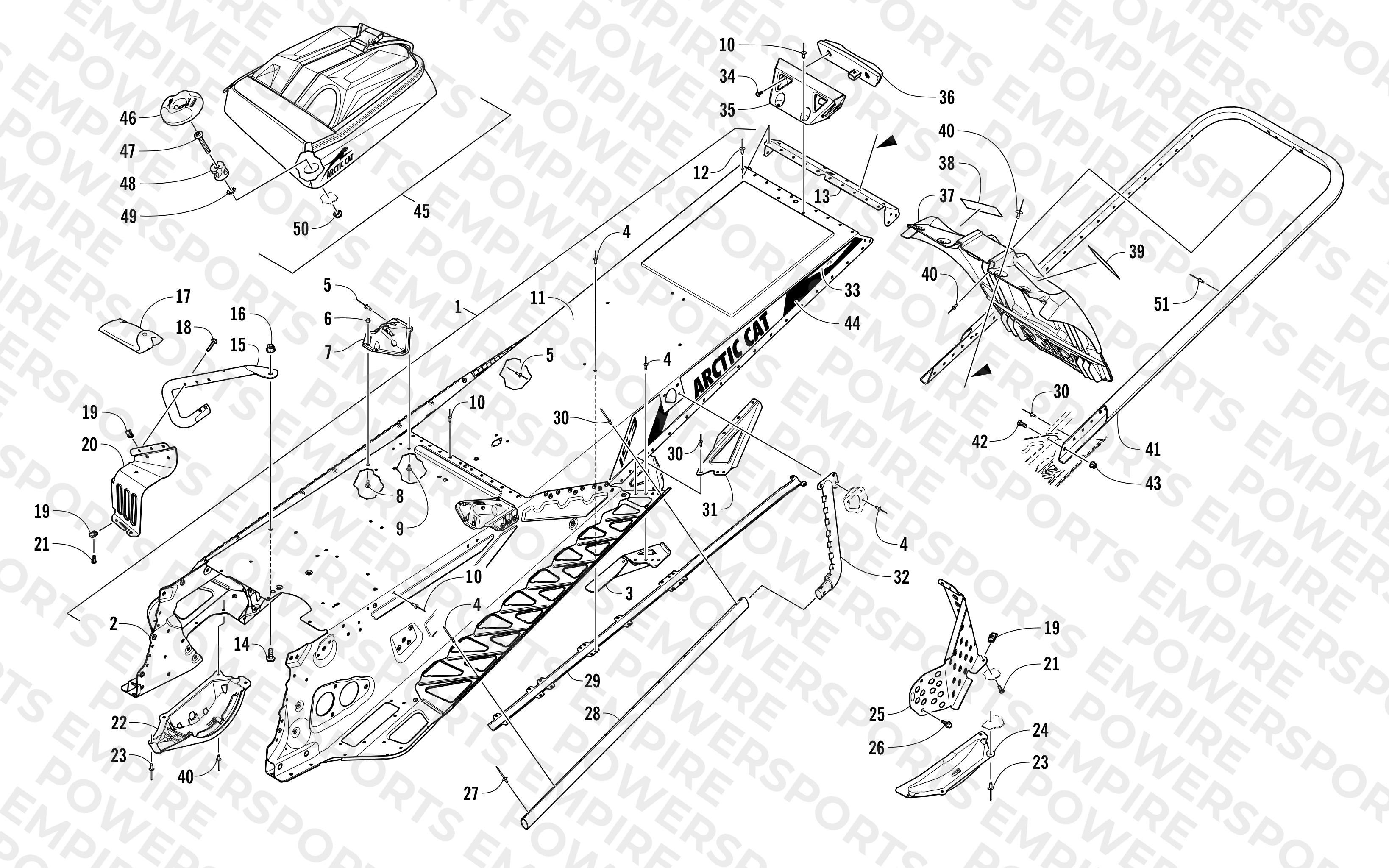 TUNNEL, REAR BUMPER, AND SNOWFLAP ASSEMBLY