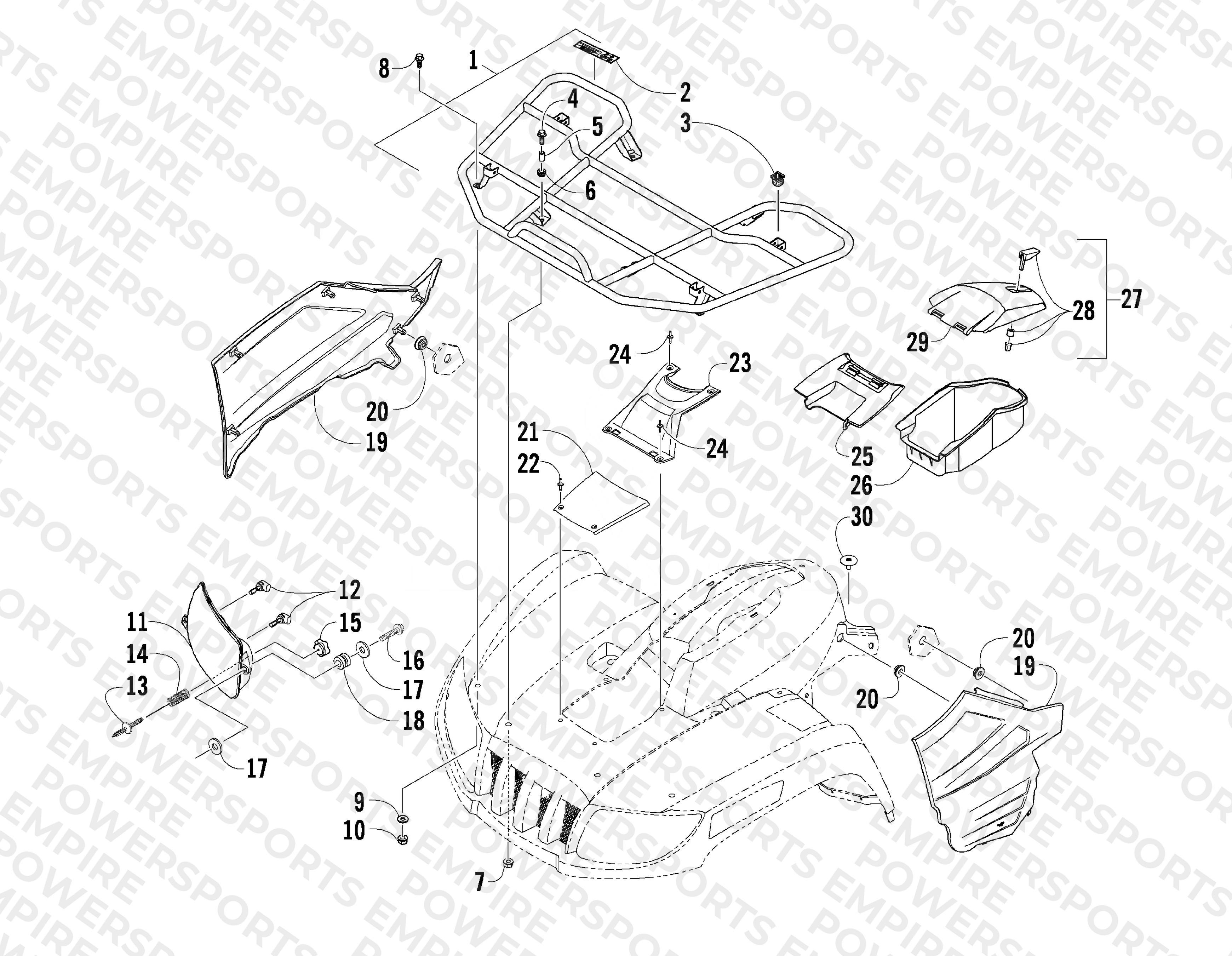 FRONT RACK AND HEADLIGHT ASSEMBLIES