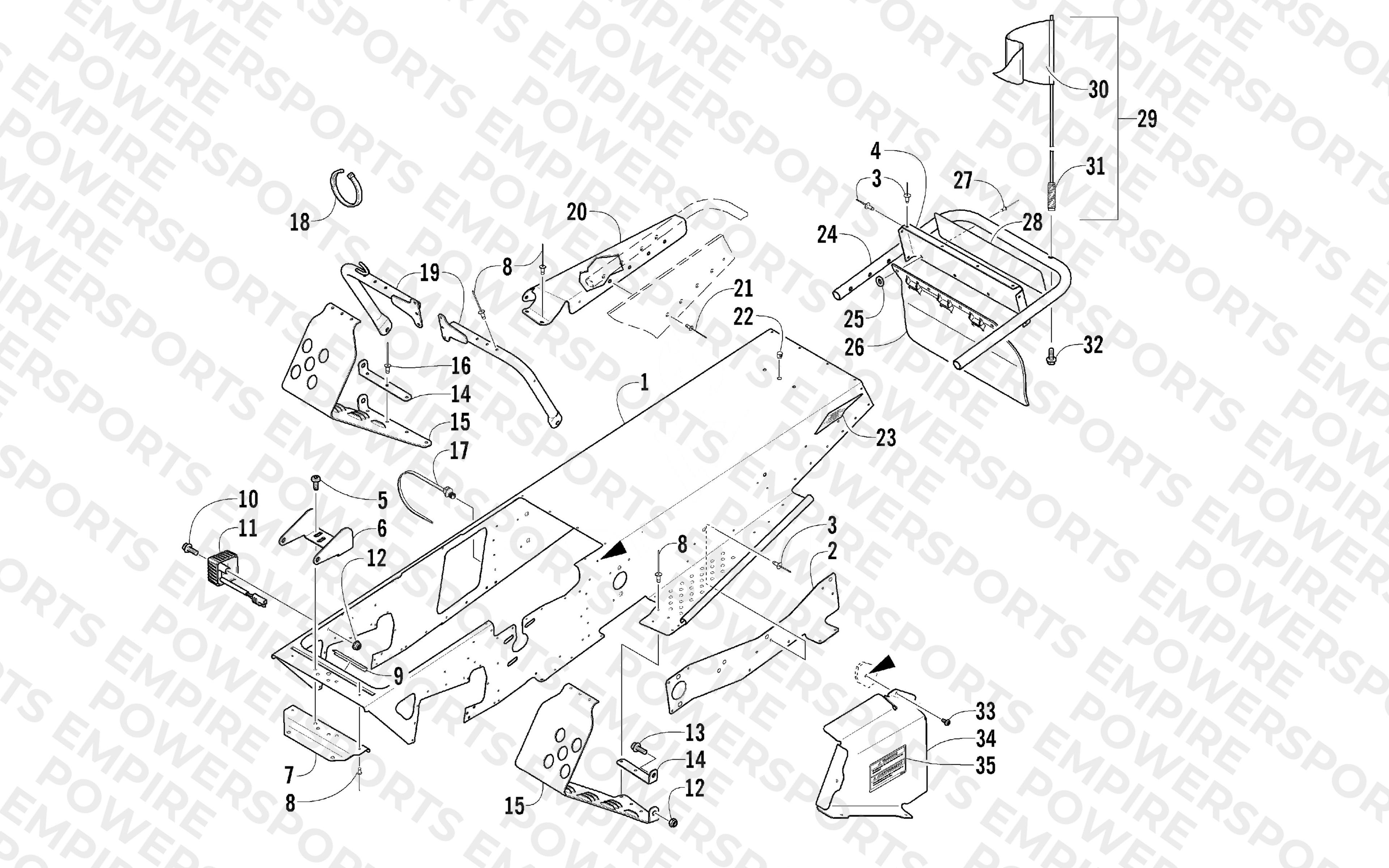 CHASSIS, FOOTREST, AND REAR BUMPER ASSEMBLY