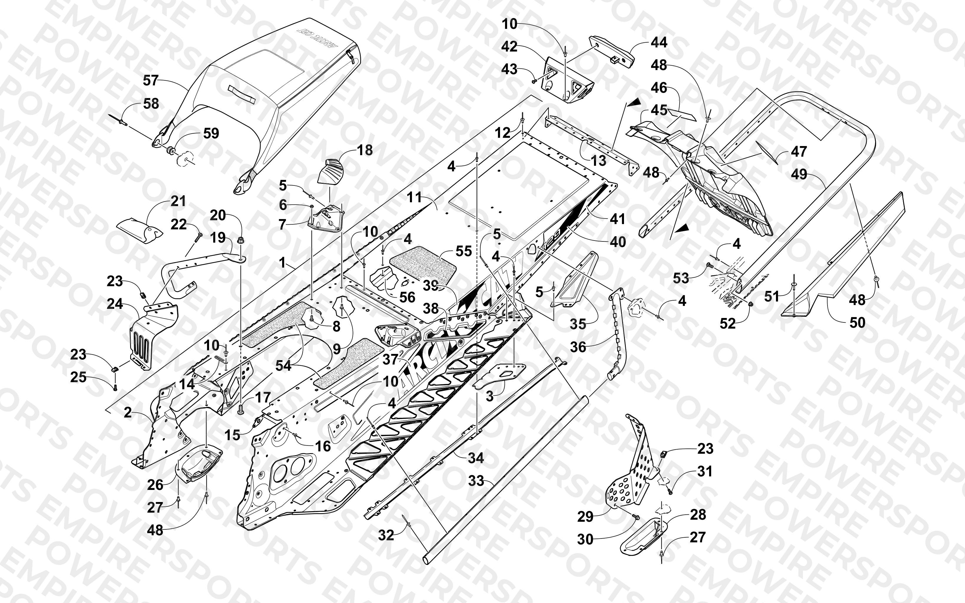 TUNNEL, REAR BUMPER, AND SNOWFLAP ASSEMBLY