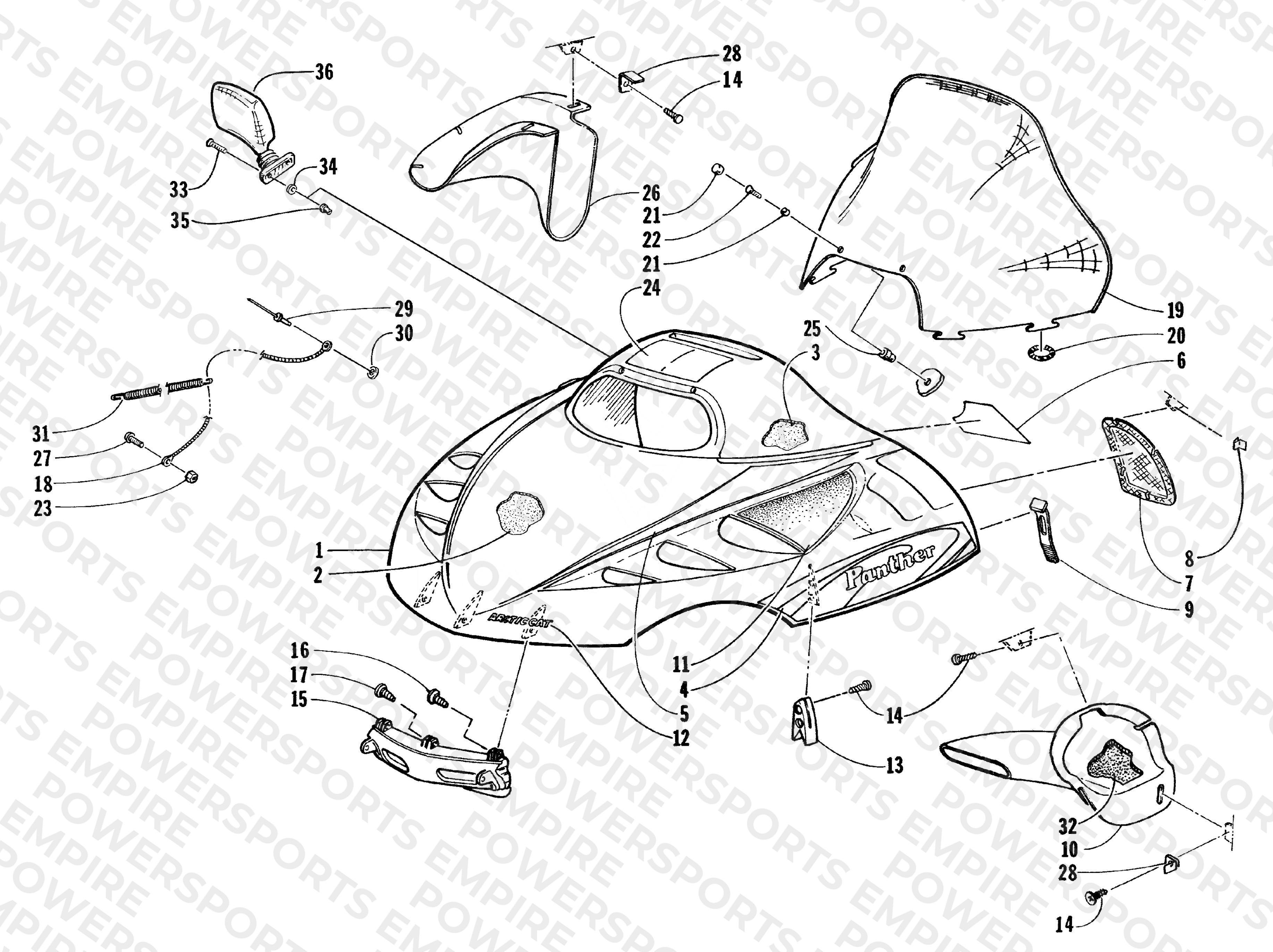 HOOD AND WINDSHIELD ASSEMBLY