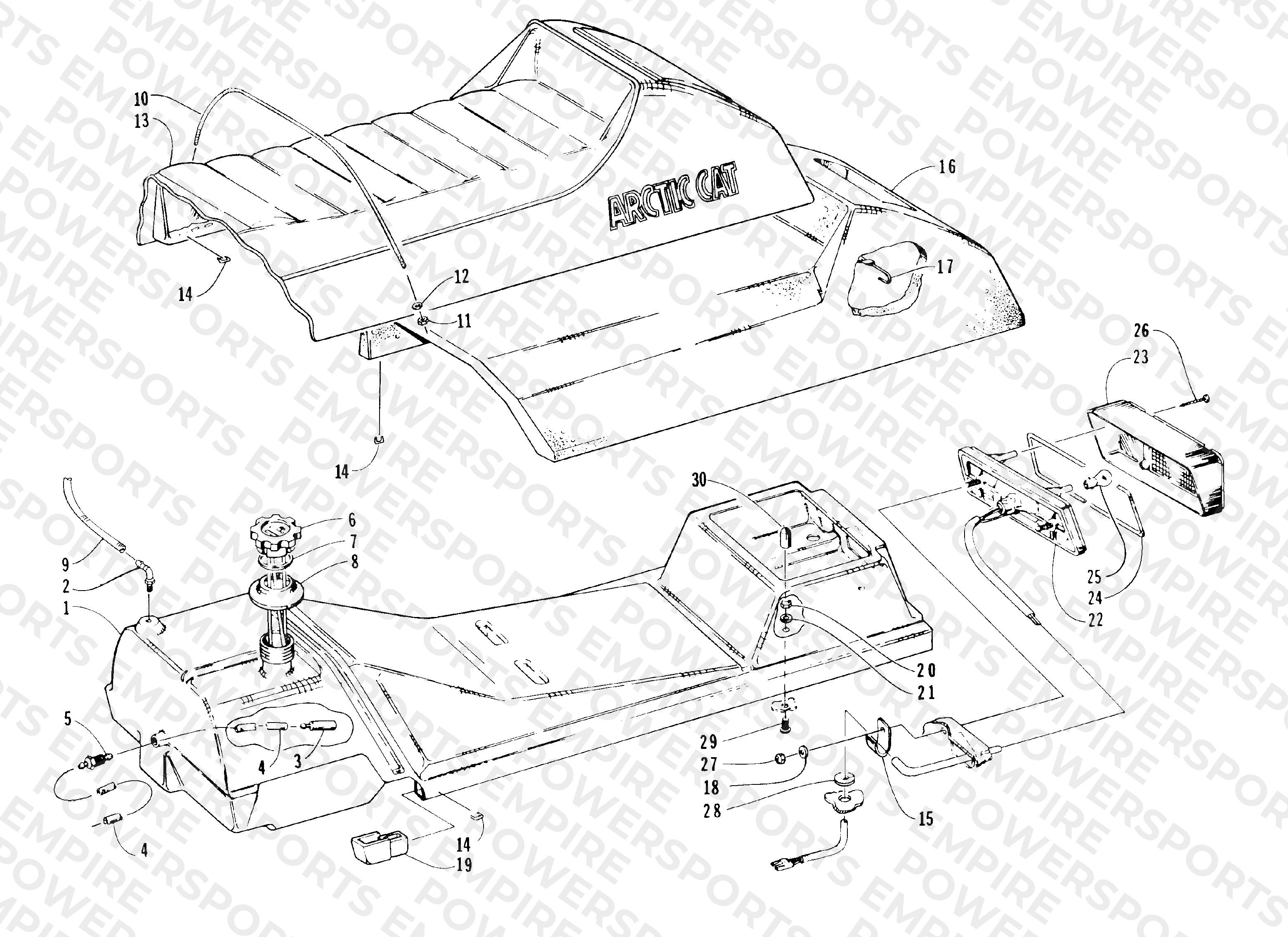 GAS TANK, SEAT, AND TAILLIGHT ASSEMBLIES