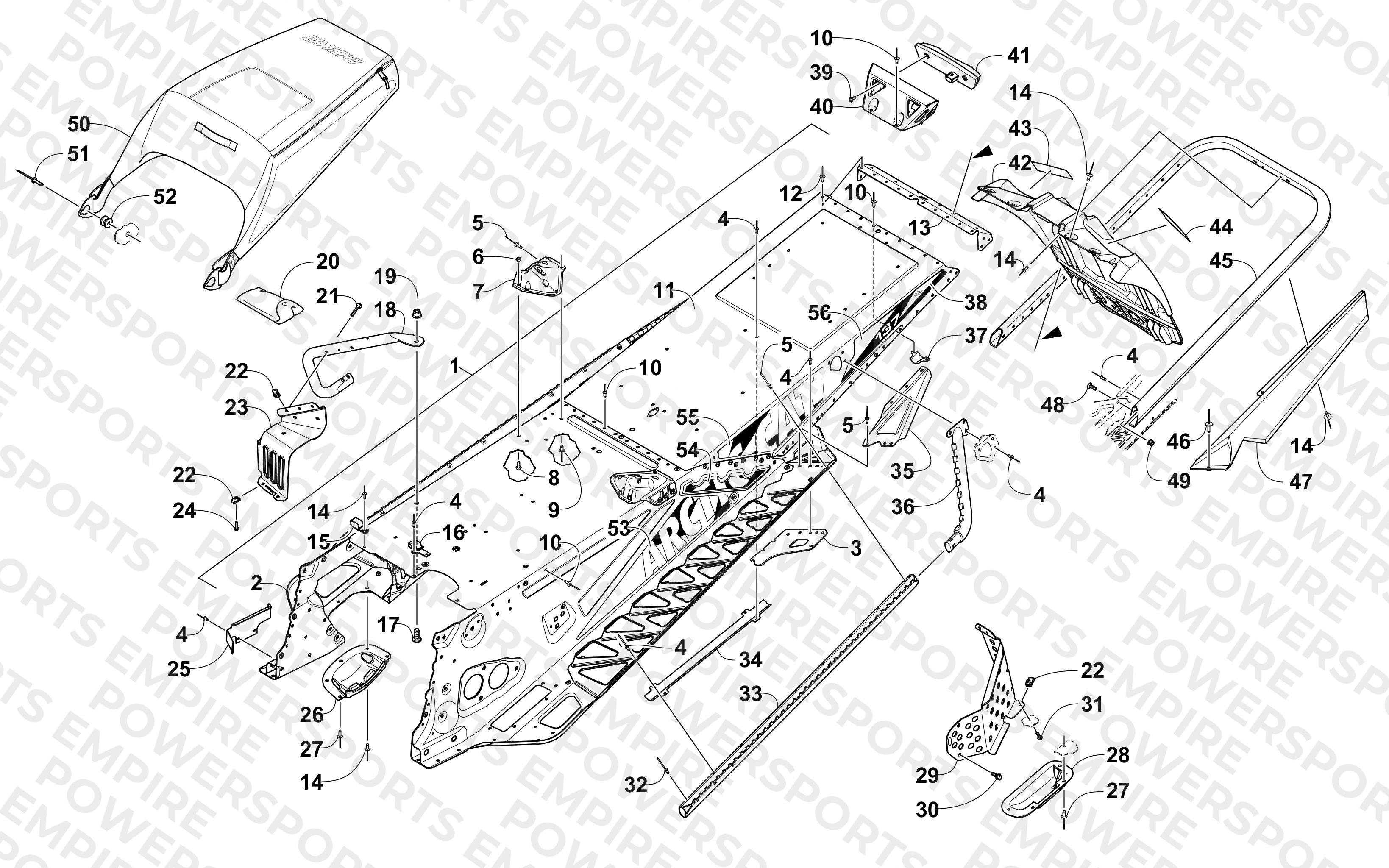 TUNNEL, REAR BUMPER, AND SNOWFLAP ASSEMBLY