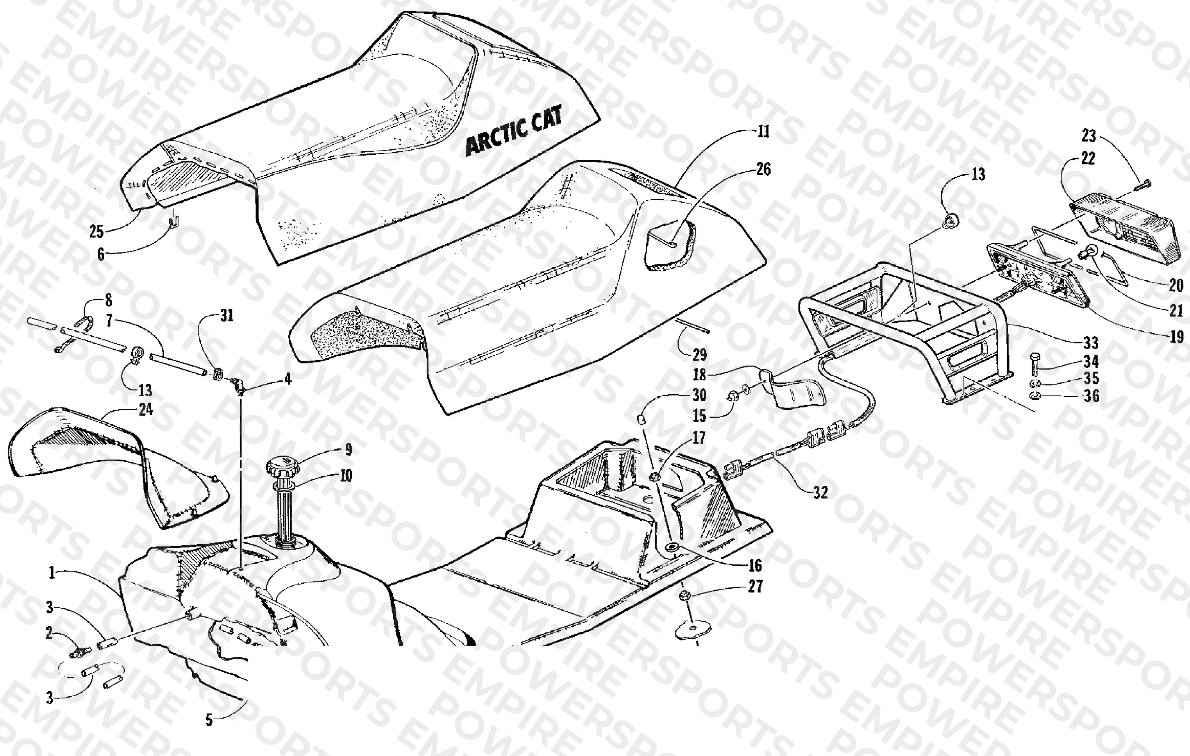 GAS TANK, SEAT, AND TAILLIGHT ASSEMBLY