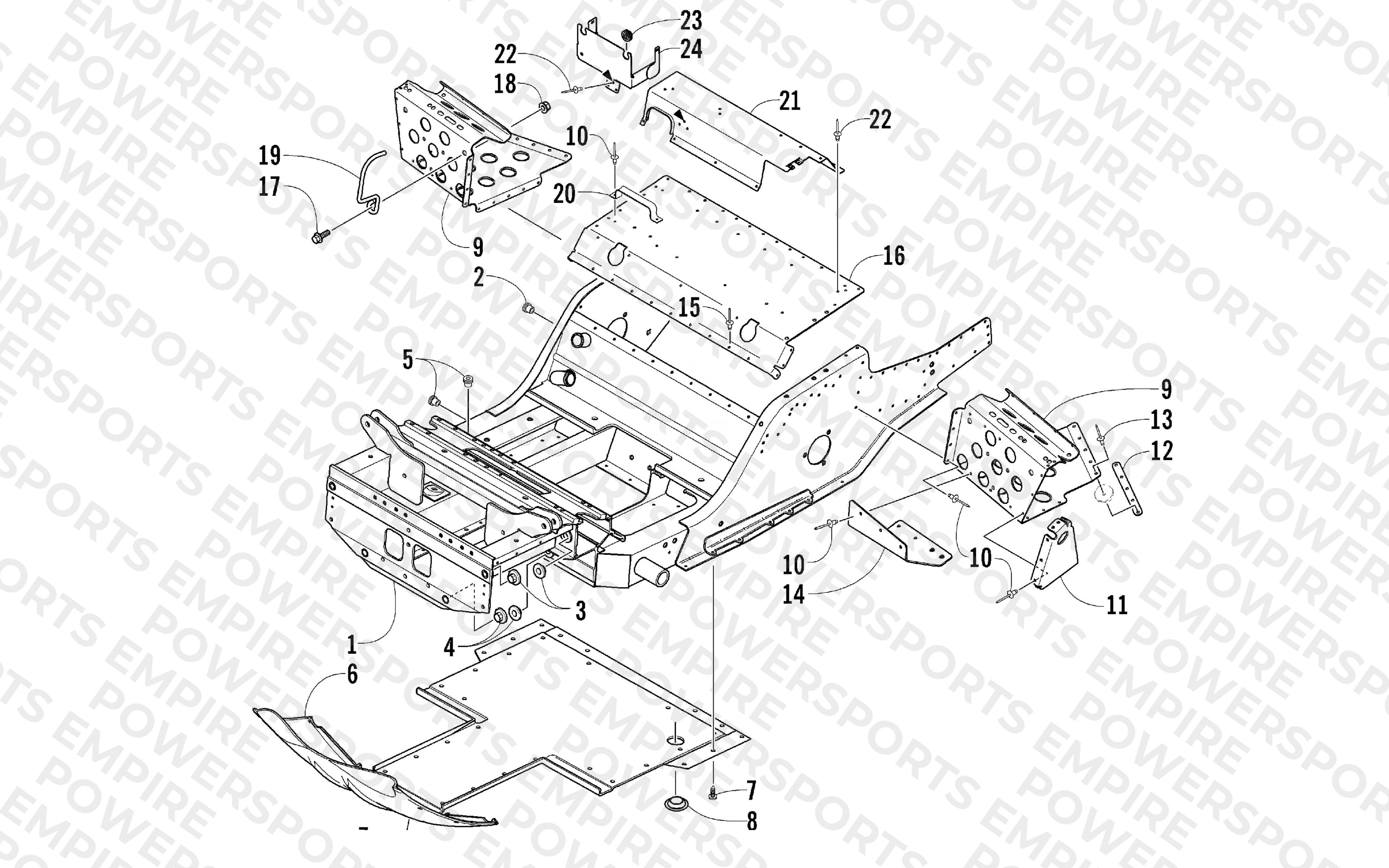 FRONT FRAME AND FOOTREST ASSEMBLY