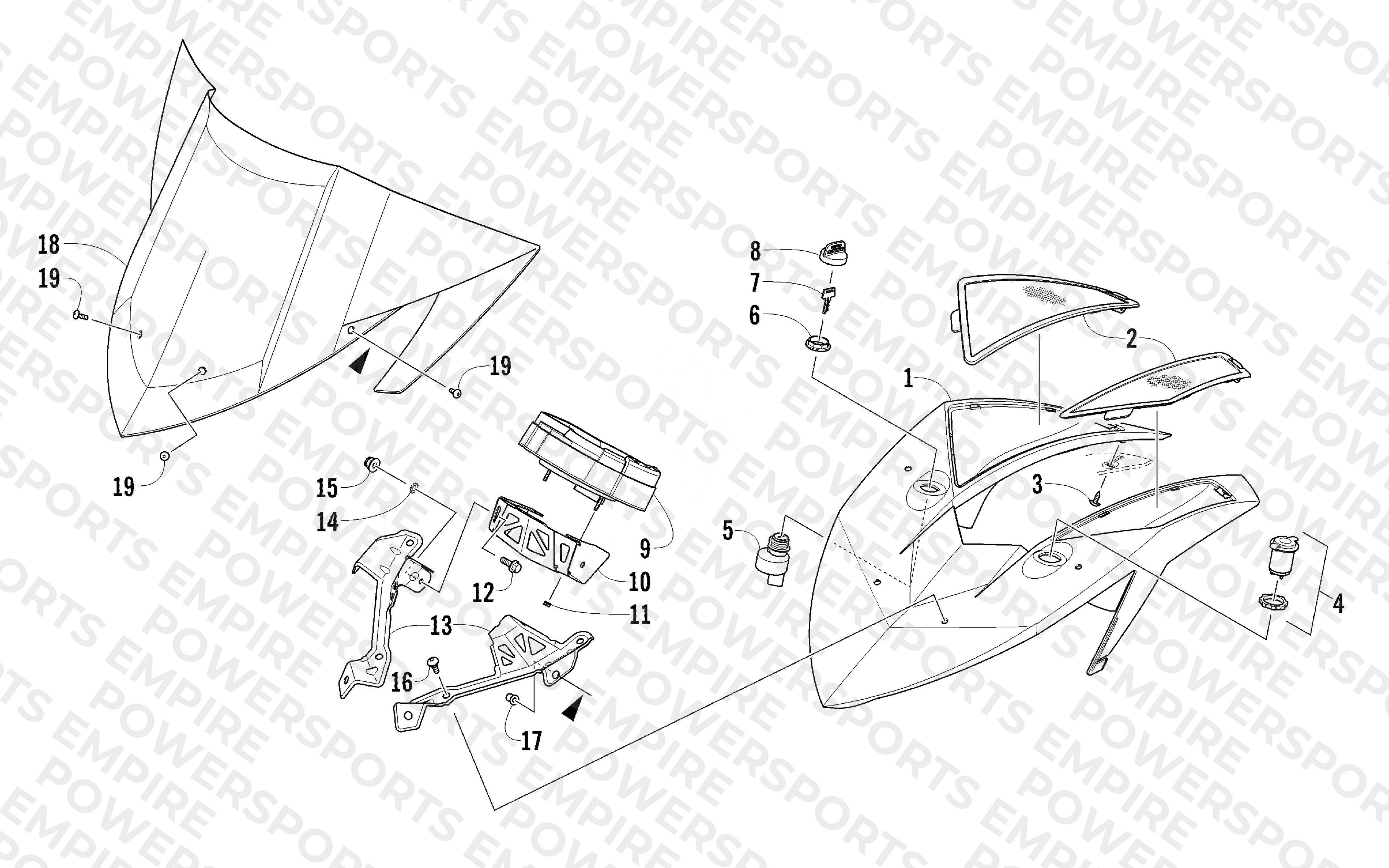 WINDSHIELD AND INSTRUMENTS ASSEMBLIES