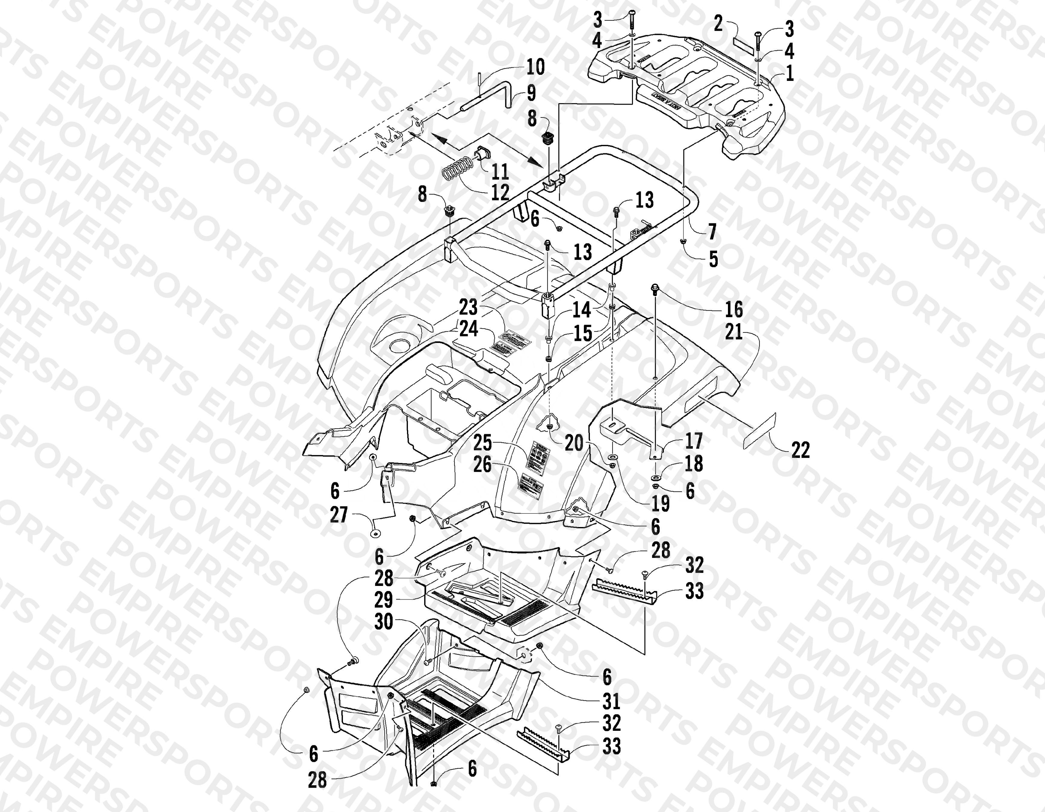 REAR RACK, BODY PANEL, AND FOOTWELL ASSEMBLIES