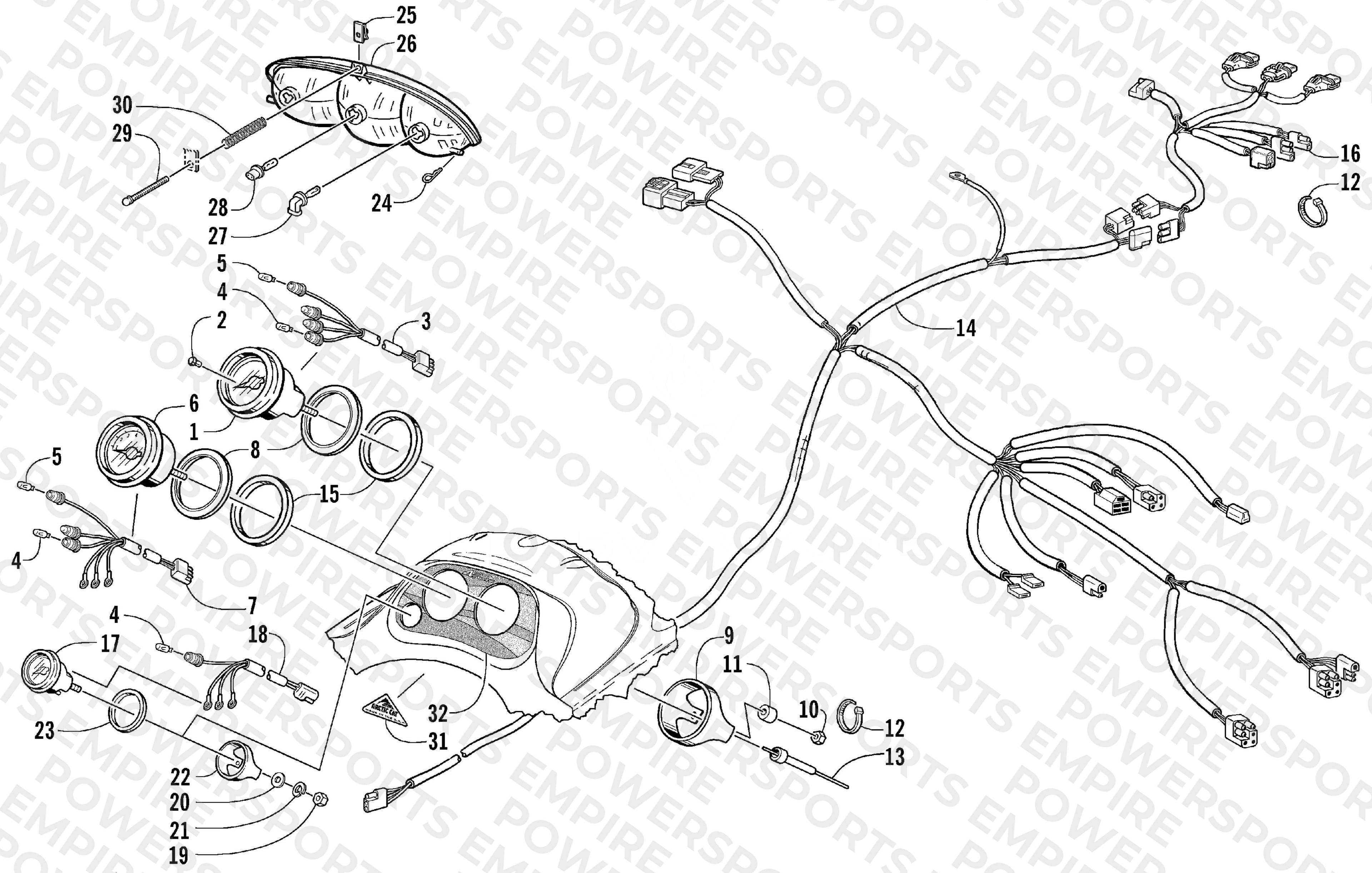 HEADLIGHT, INSTRUMENTS, AND WIRING ASSEMBLIES