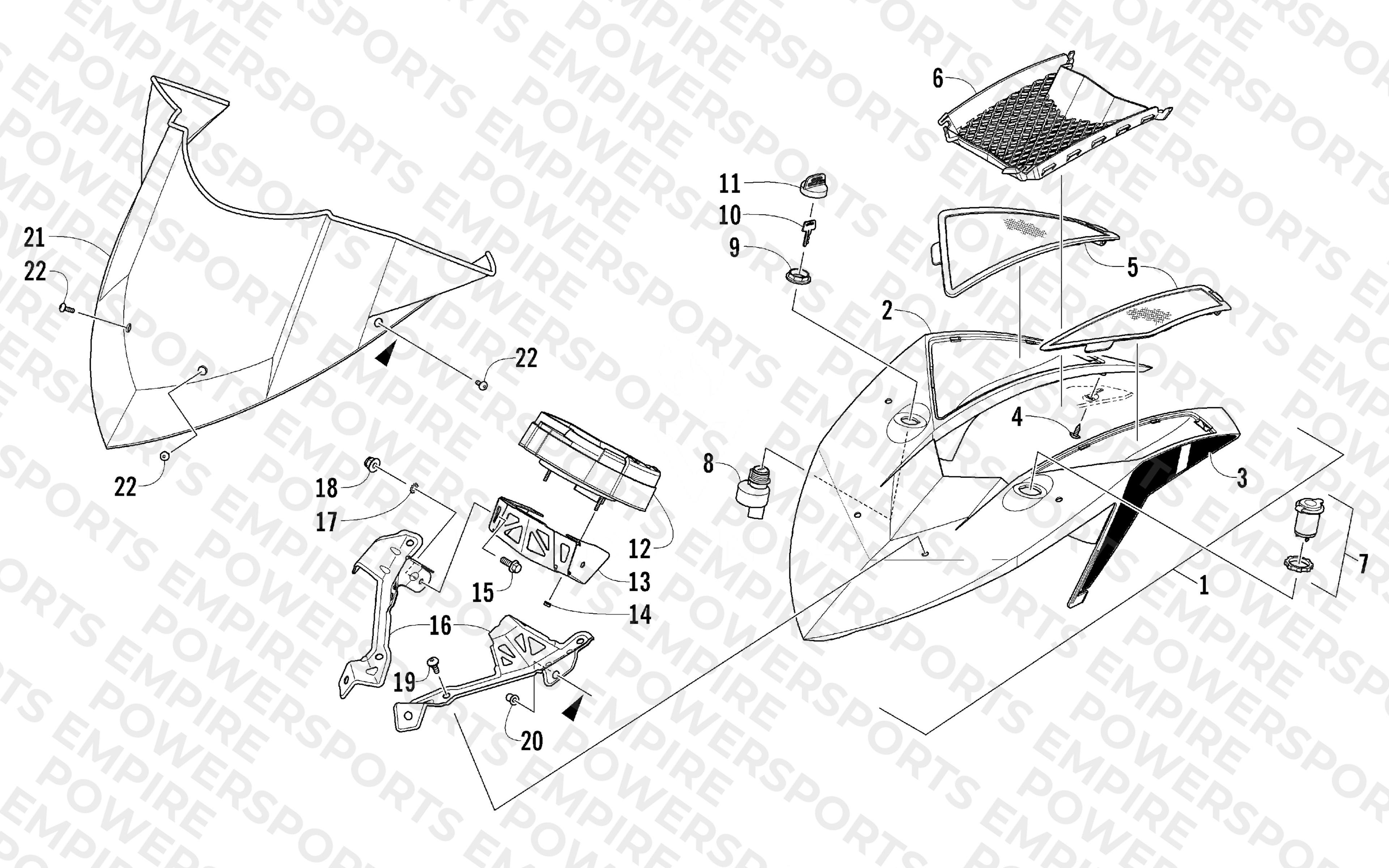 WINDSHIELD AND INSTRUMENTS ASSEMBLIES
