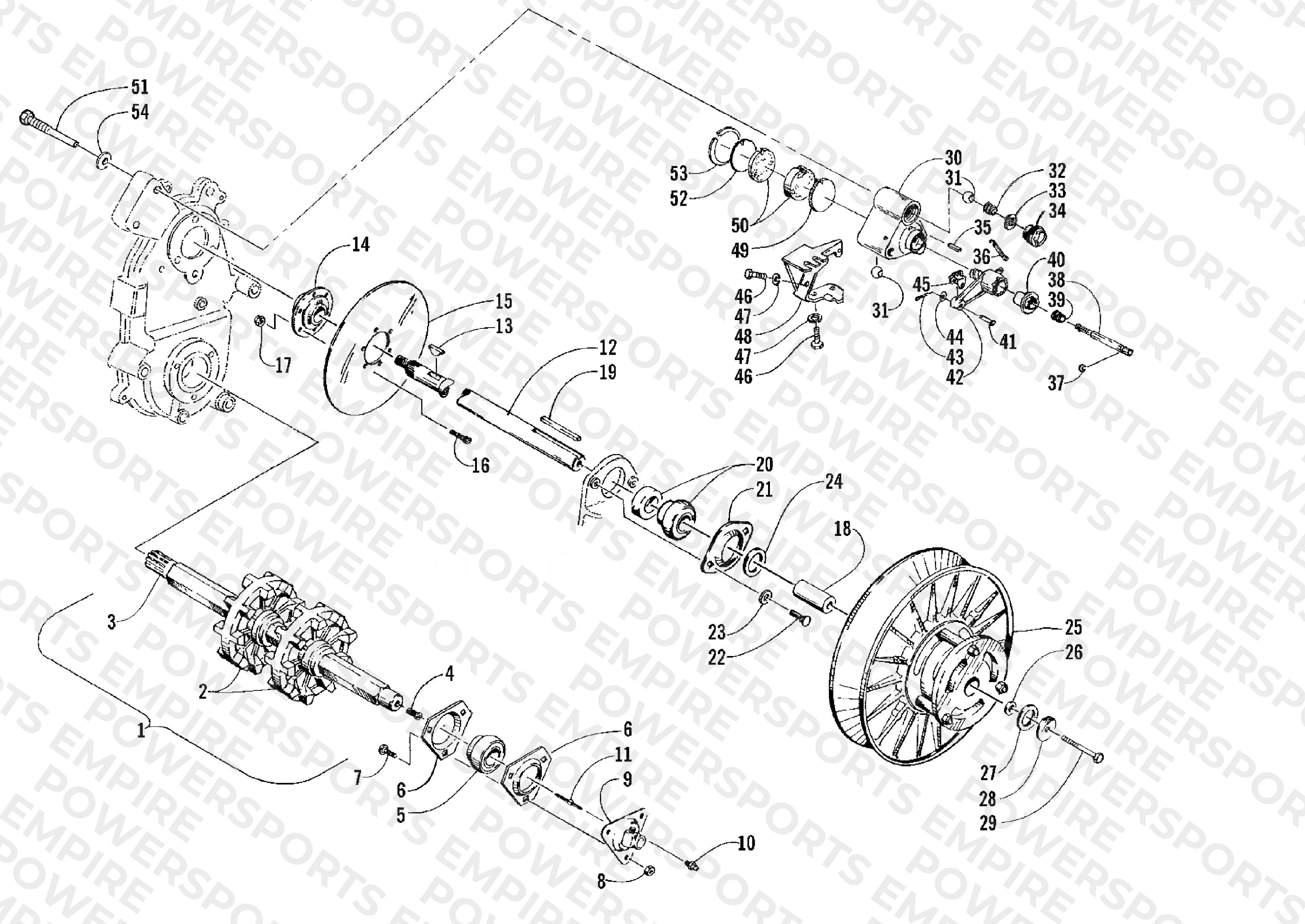 DRIVE TRAIN SHAFTS AND BRAKE ASSEMBLIES
