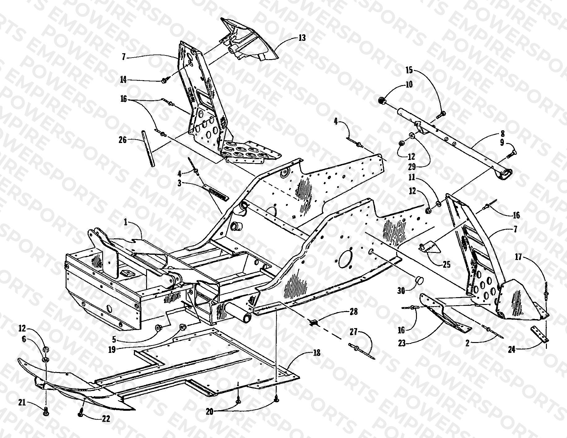 FRONT FRAME AND FOOTREST ASSEMBLY