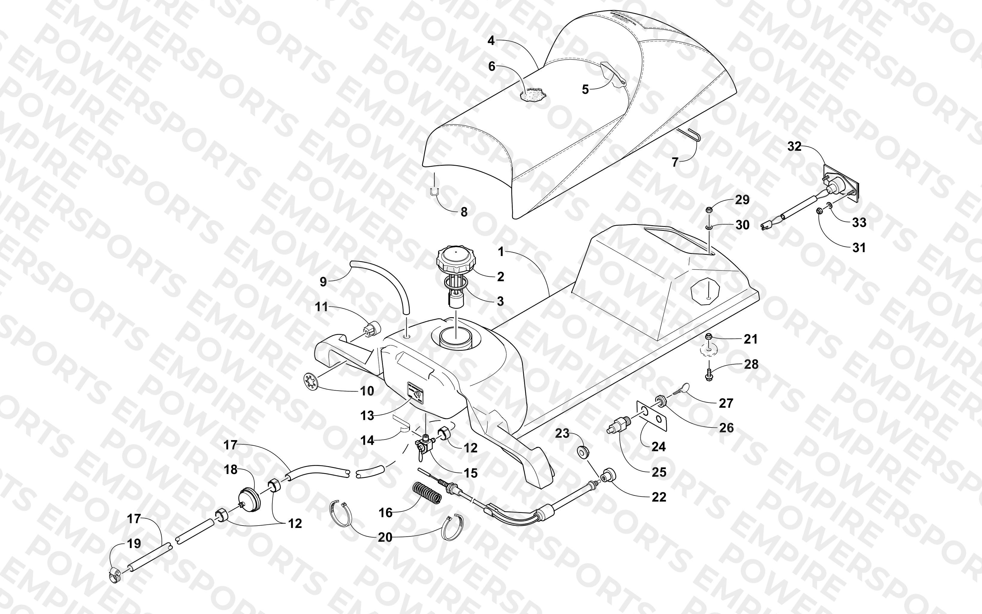 GAS TANK, SEAT, AND TAILLIGHT ASSEMBLY