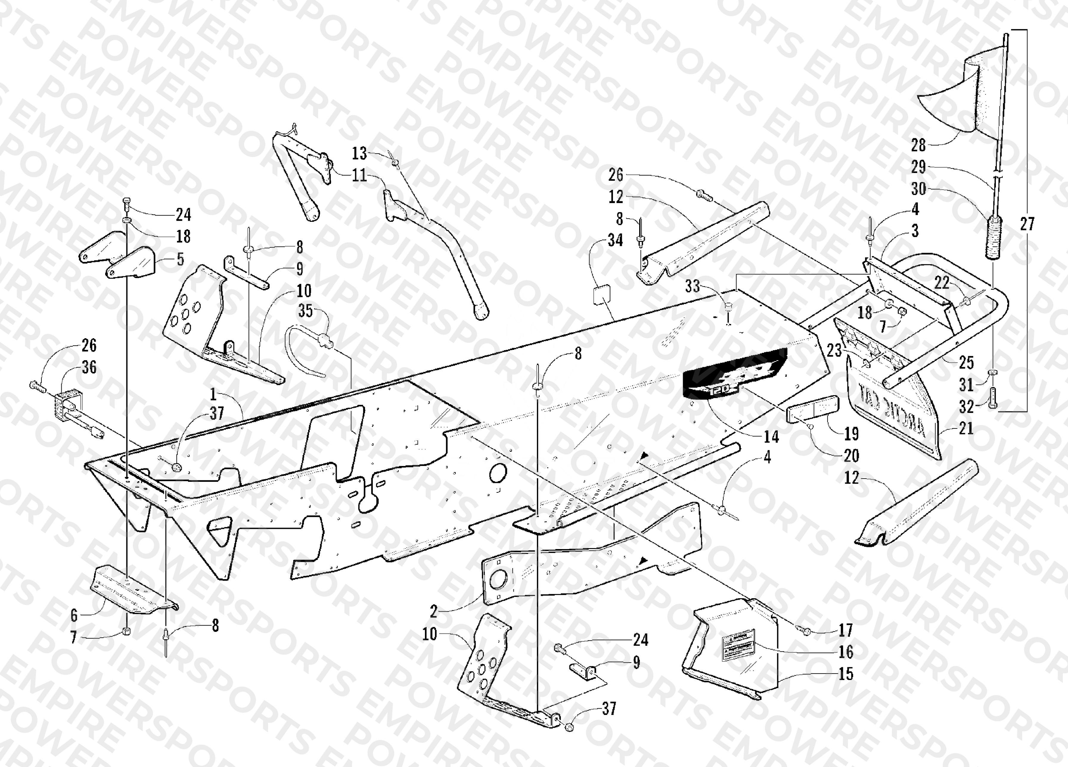 CHASSIS, FOOTREST, AND REAR BUMPER ASSEMBLY