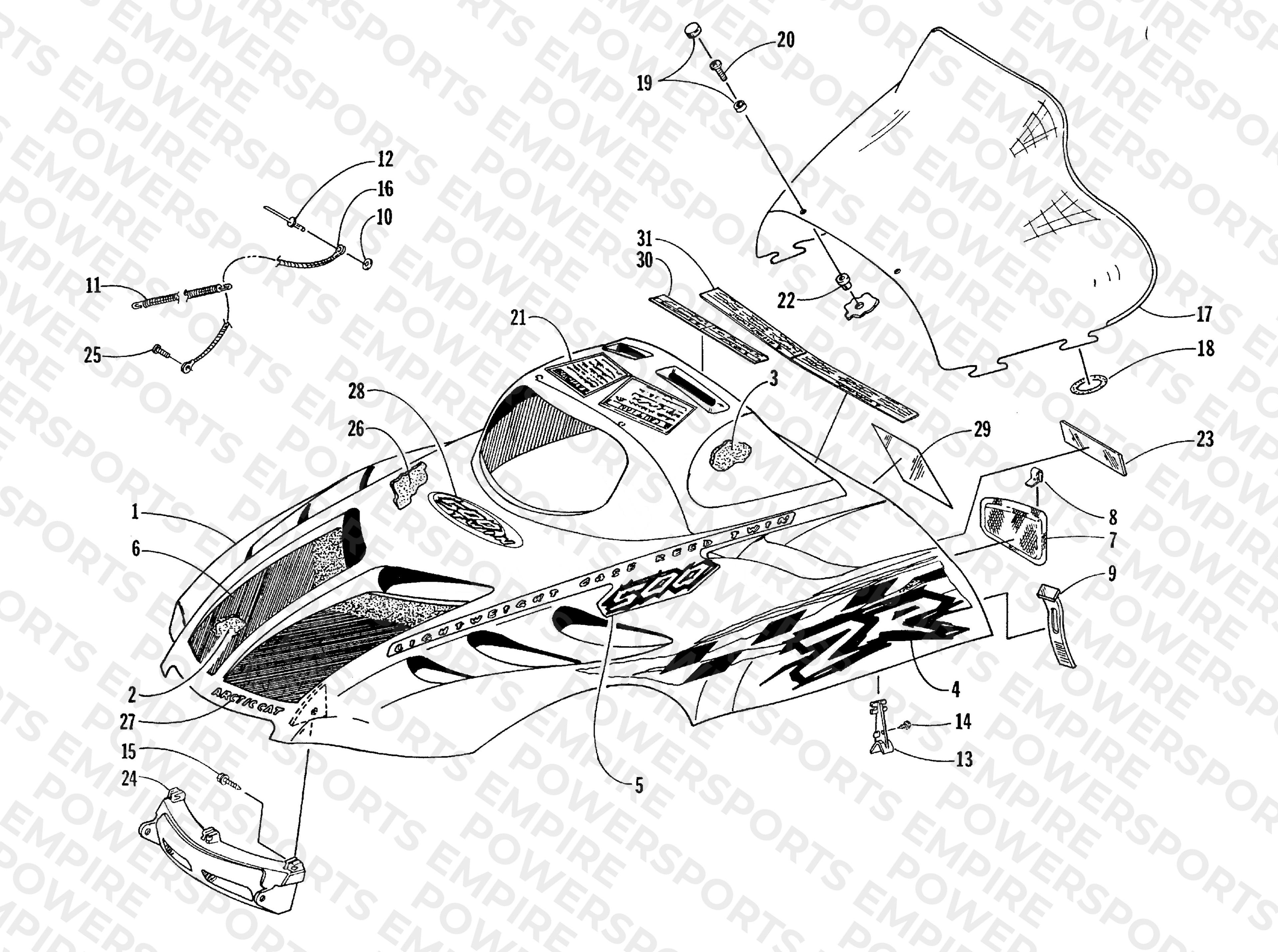 HOOD AND WINDSHIELD ASSEMBLY