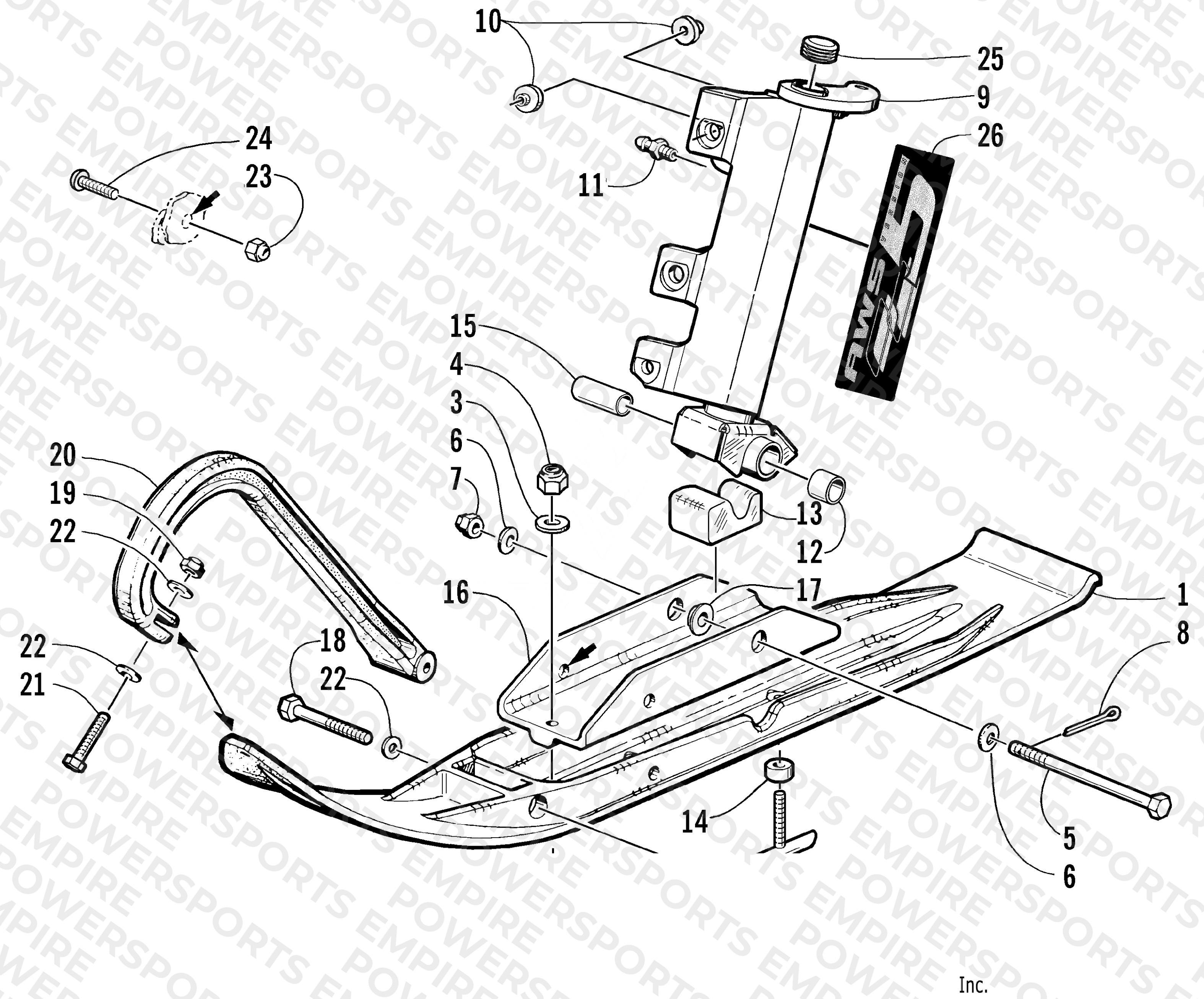 SKI AND SPINDLE ASSEMBLY