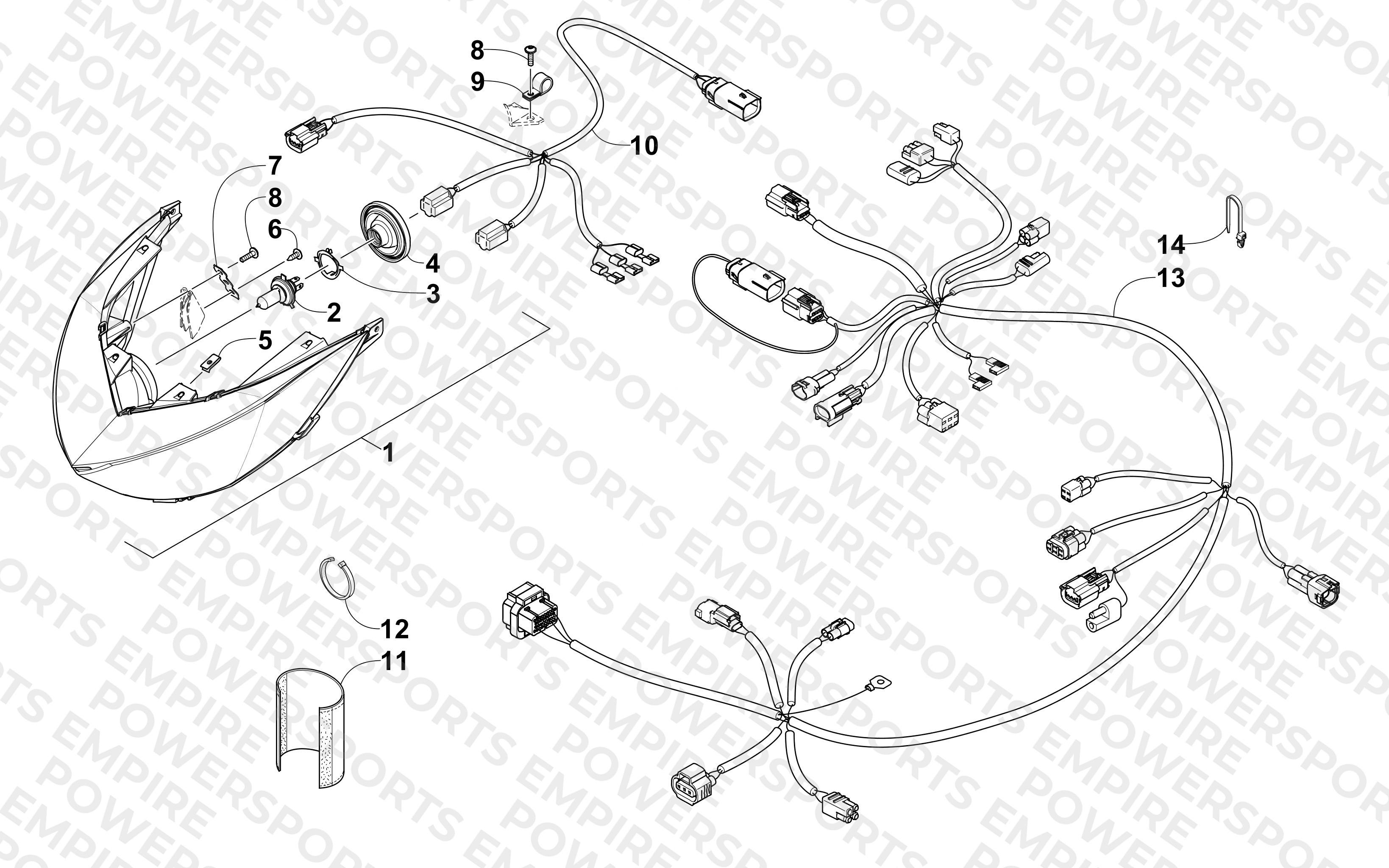 HEADLIGHT AND WIRING ASSEMBLY