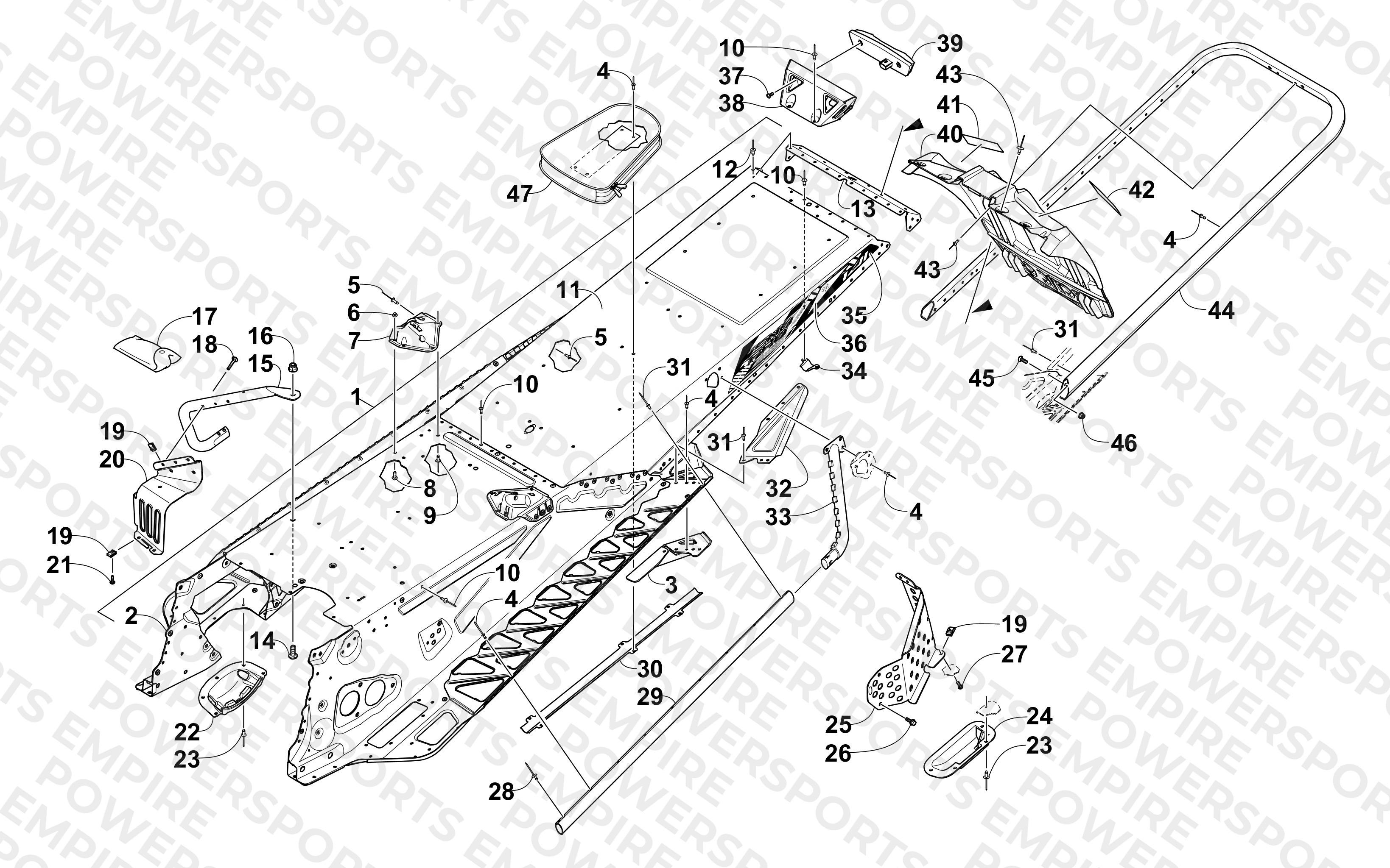TUNNEL, REAR BUMPER, AND SNOWFLAP ASSEMBLY