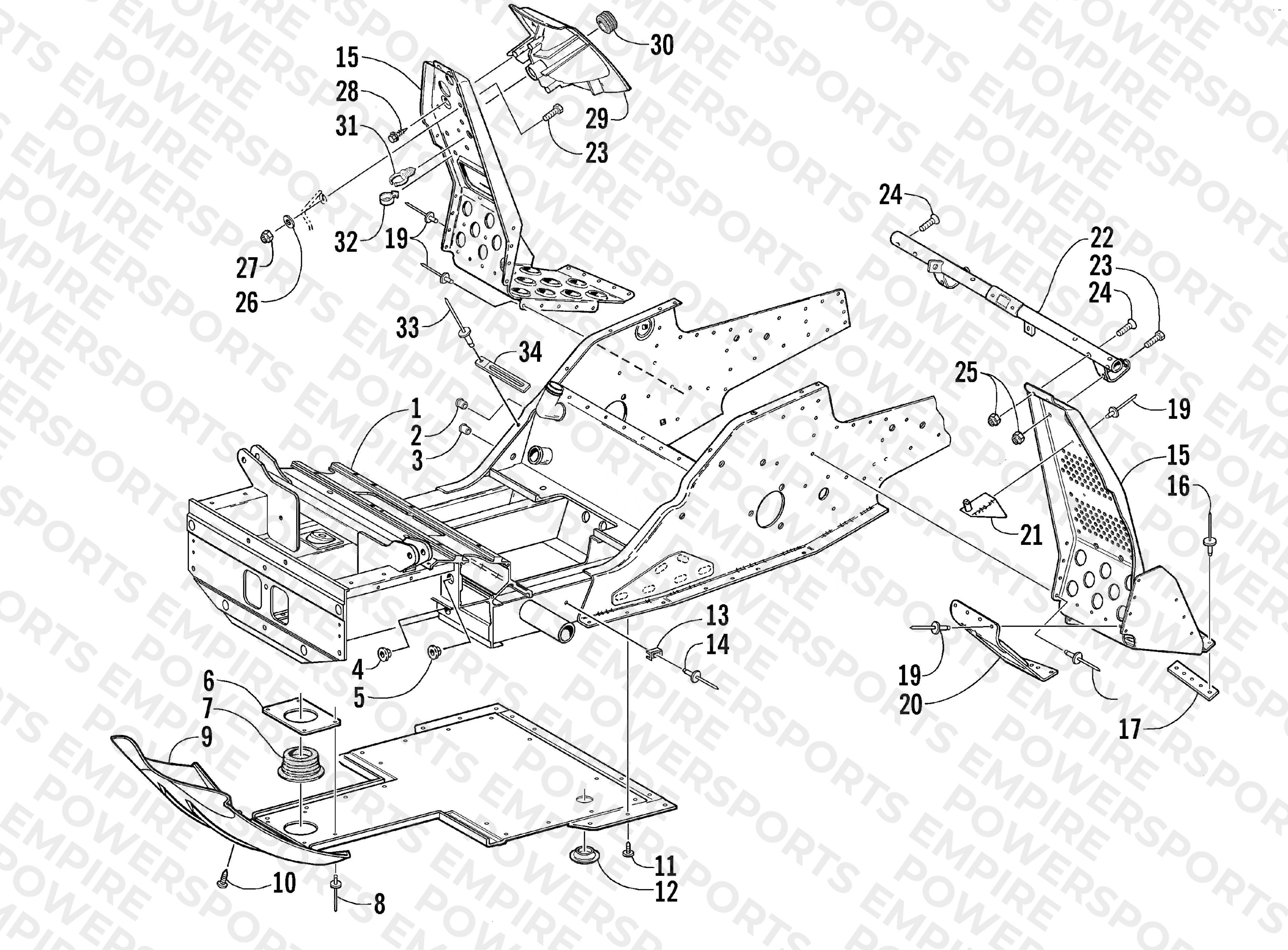 FRONT FRAME AND FOOTREST ASSEMBLY