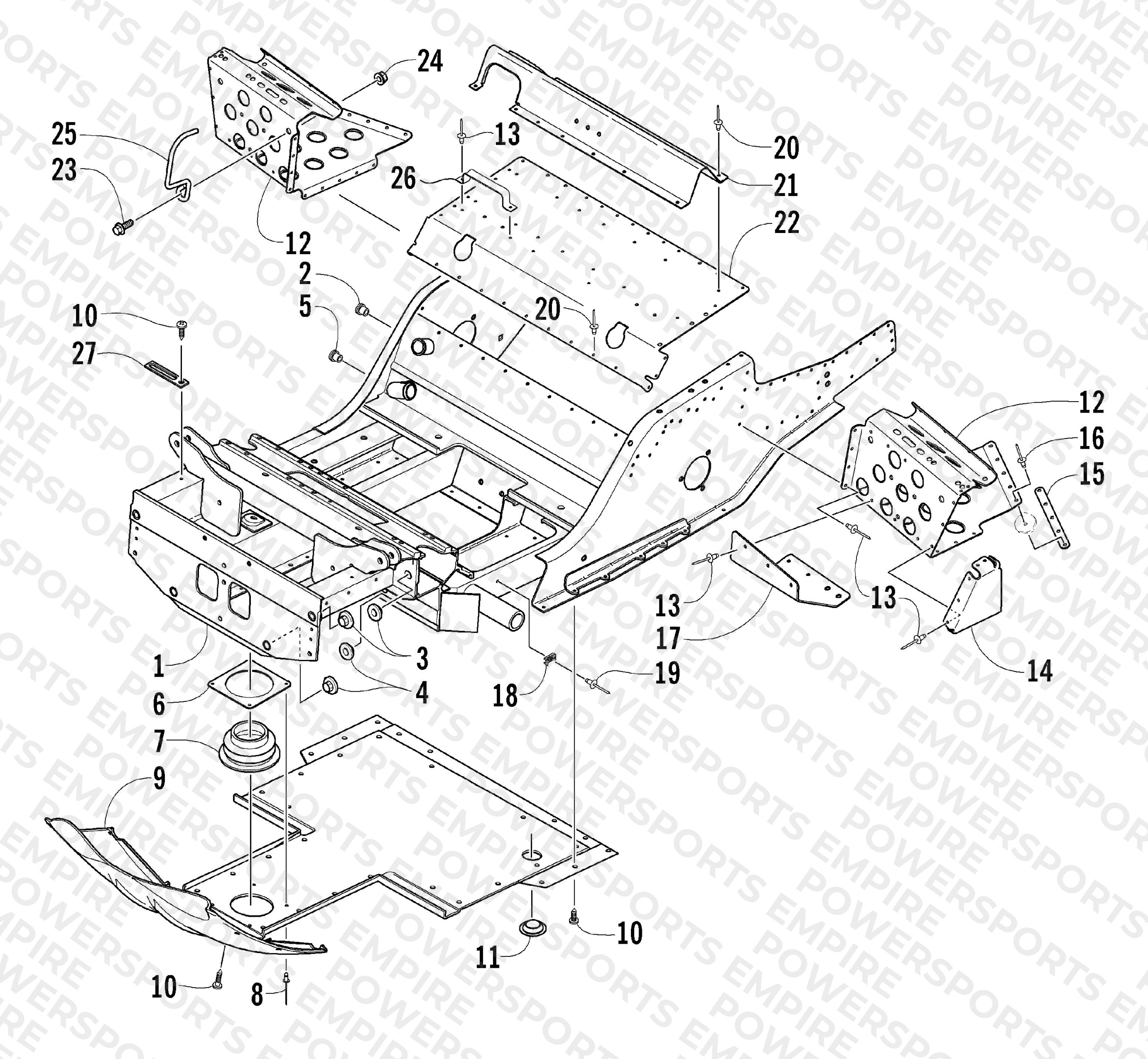 FRONT FRAME AND FOOTREST ASSEMBLY