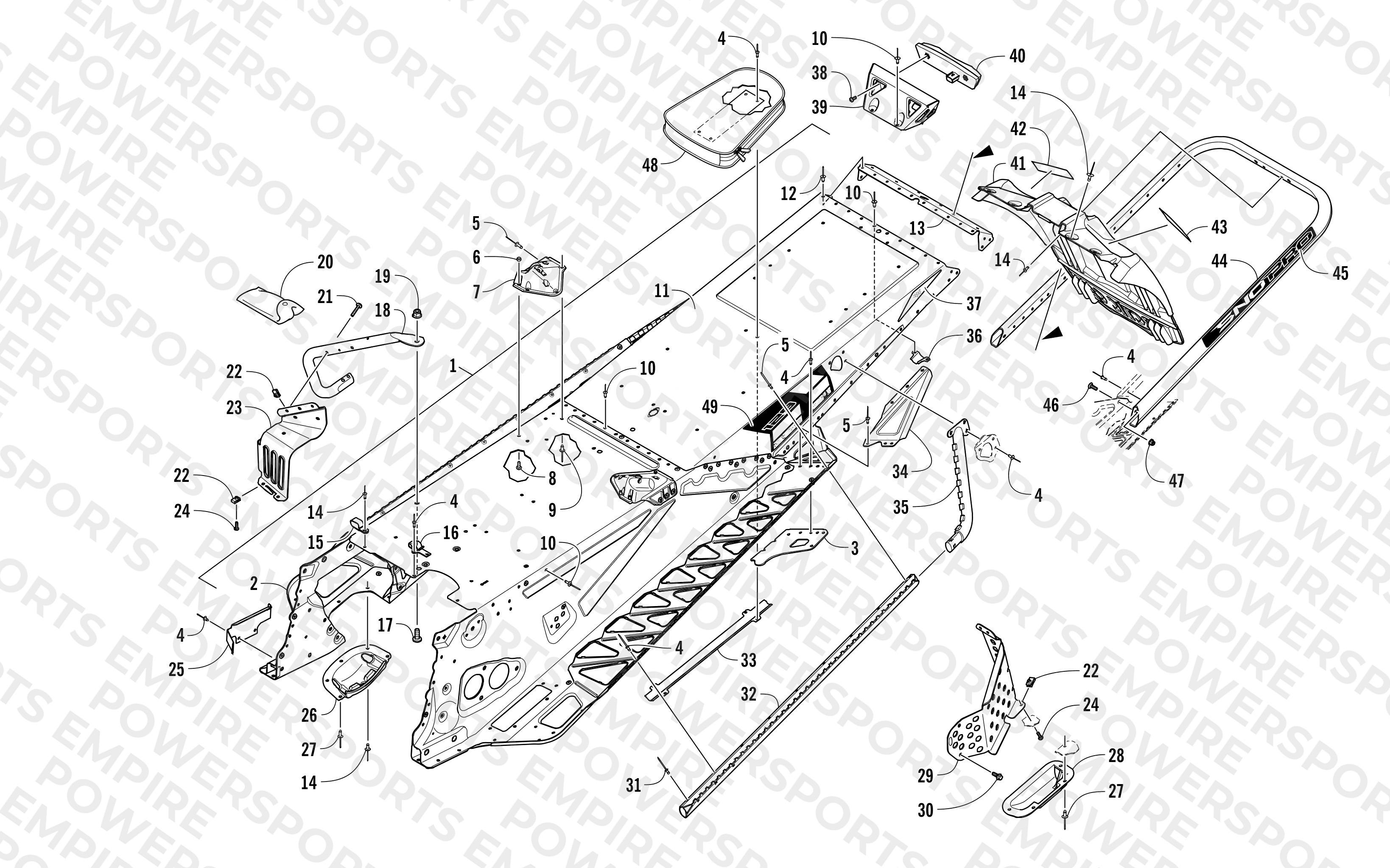 TUNNEL, REAR BUMPER, AND SNOWFLAP ASSEMBLY