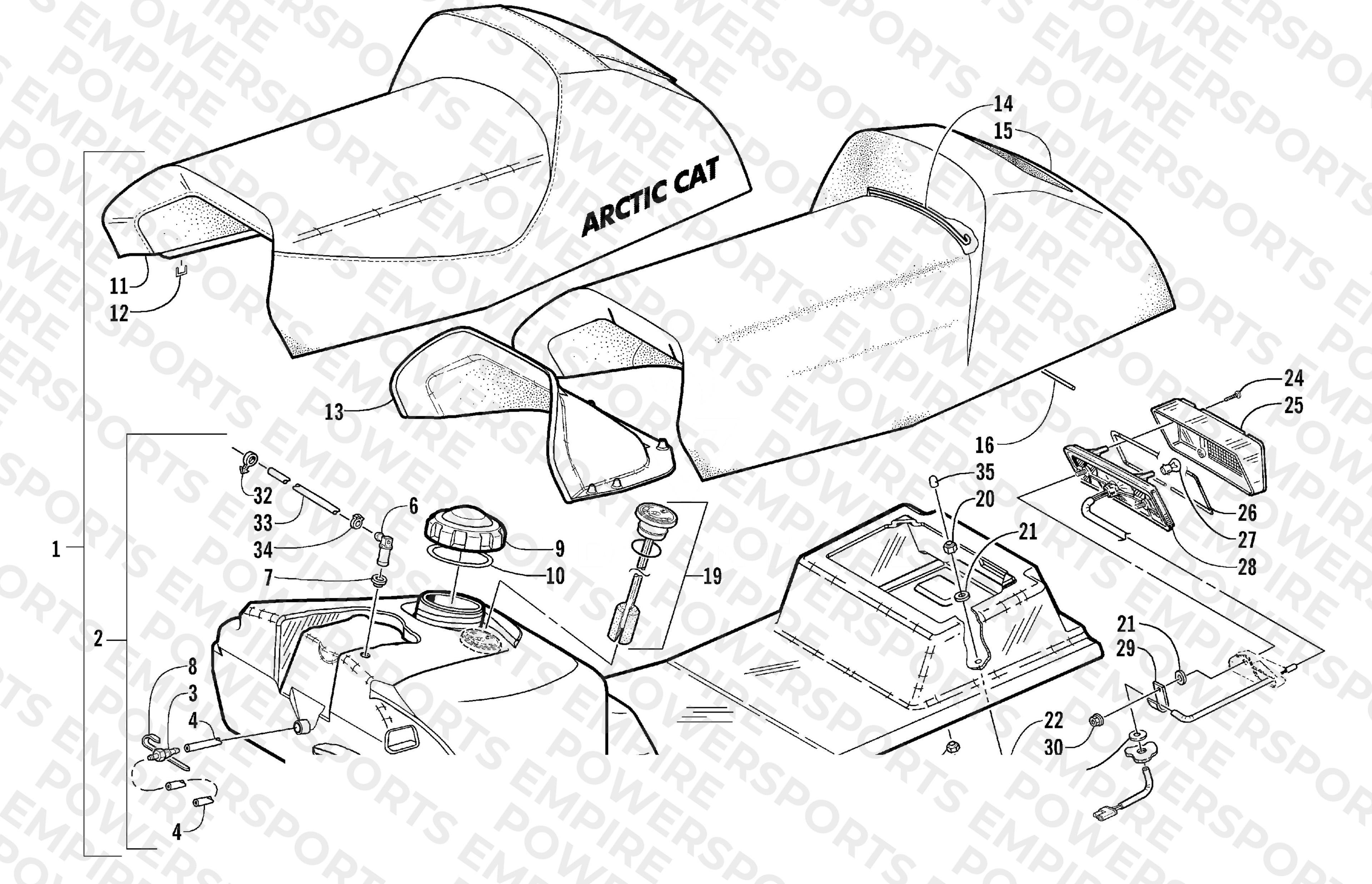GAS TANK, SEAT, AND TAILLIGHT ASSEMBLY