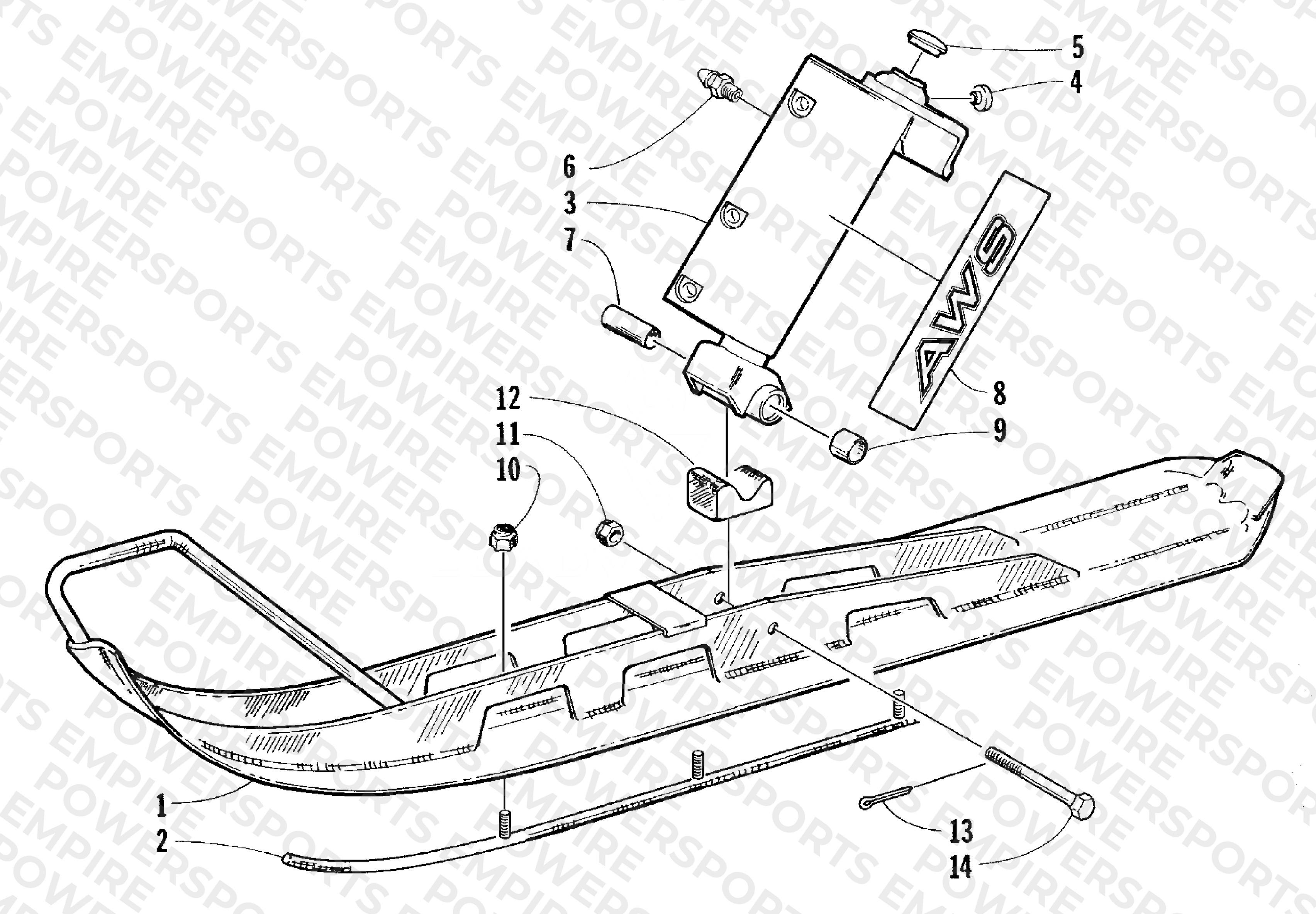 SKI AND SPINDLE ASSEMBLY