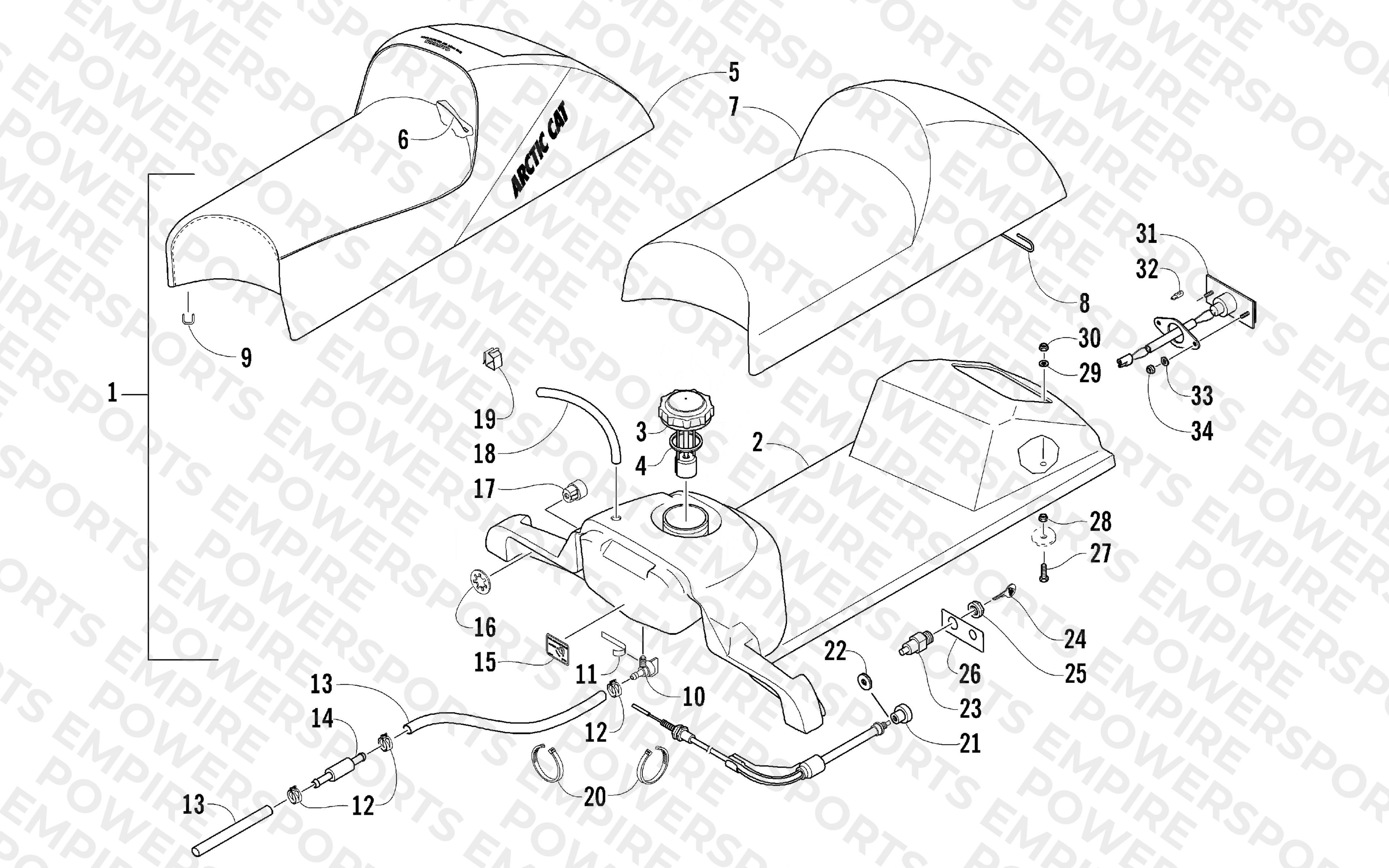 GAS TANK, SEAT, AND TAILLIGHT ASSEMBLY