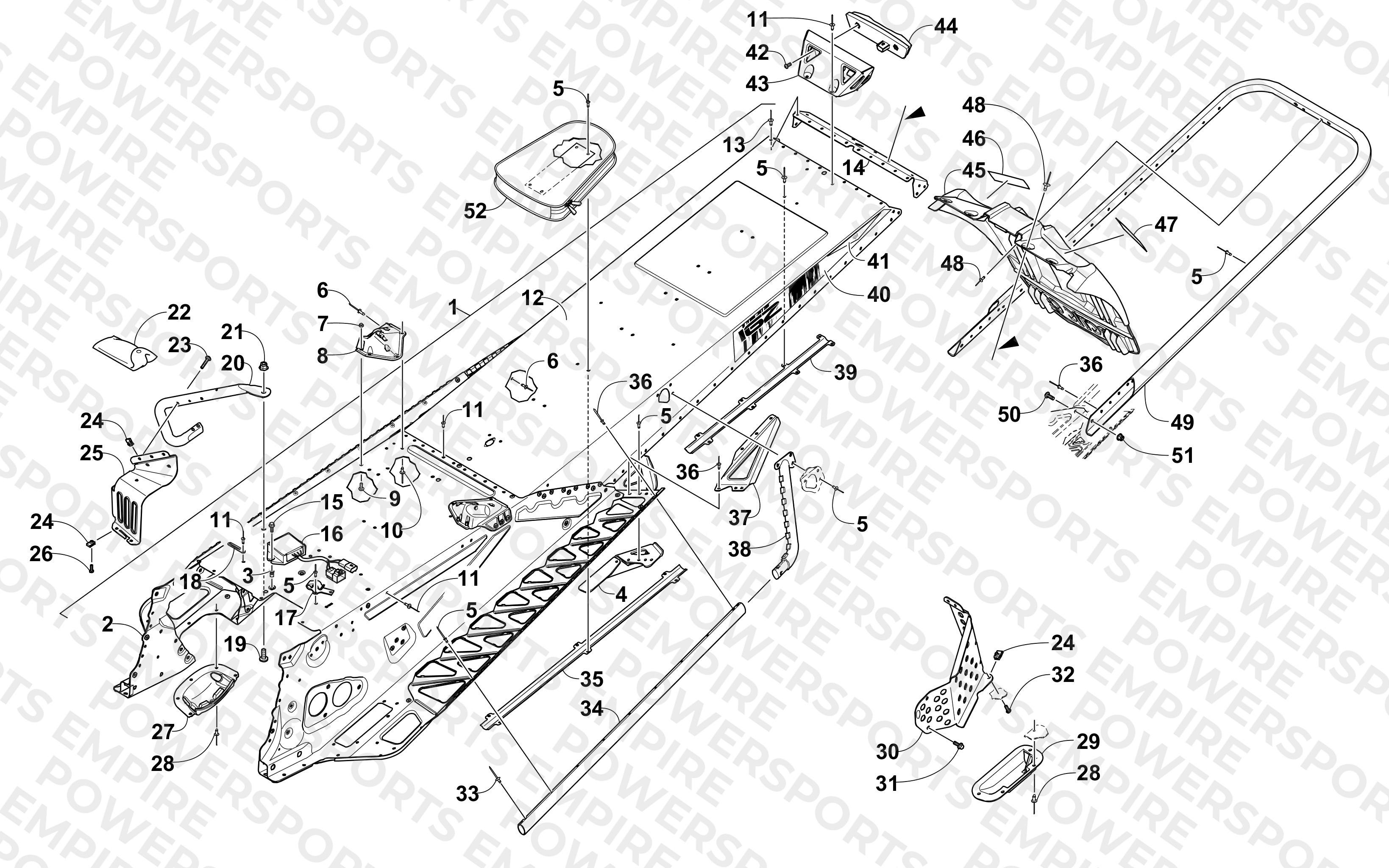 TUNNEL, REAR BUMPER, AND SNOWFLAP ASSEMBLY