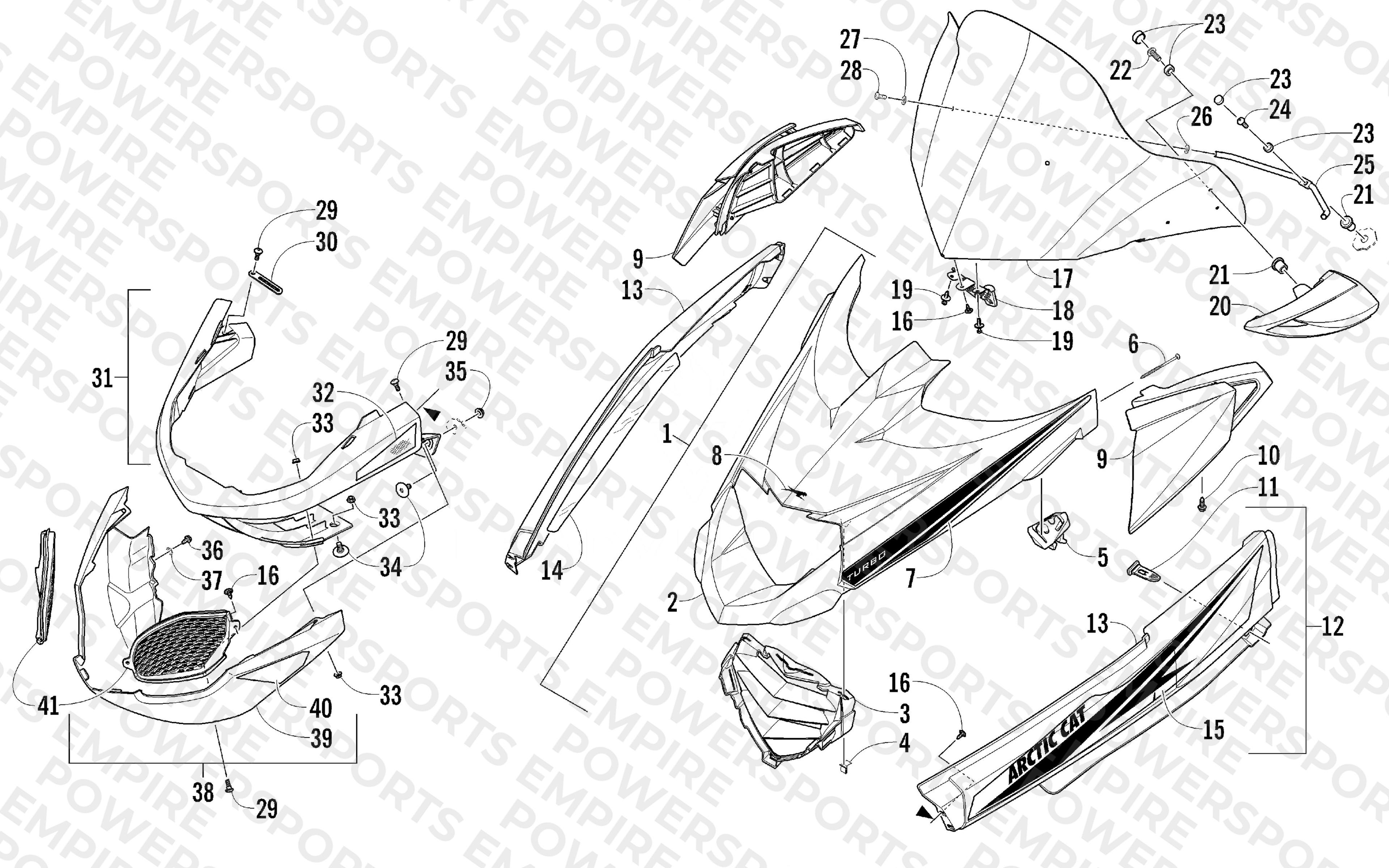 HOOD, WINDSHIELD, AND FRONT BUMPER ASSEMBLY