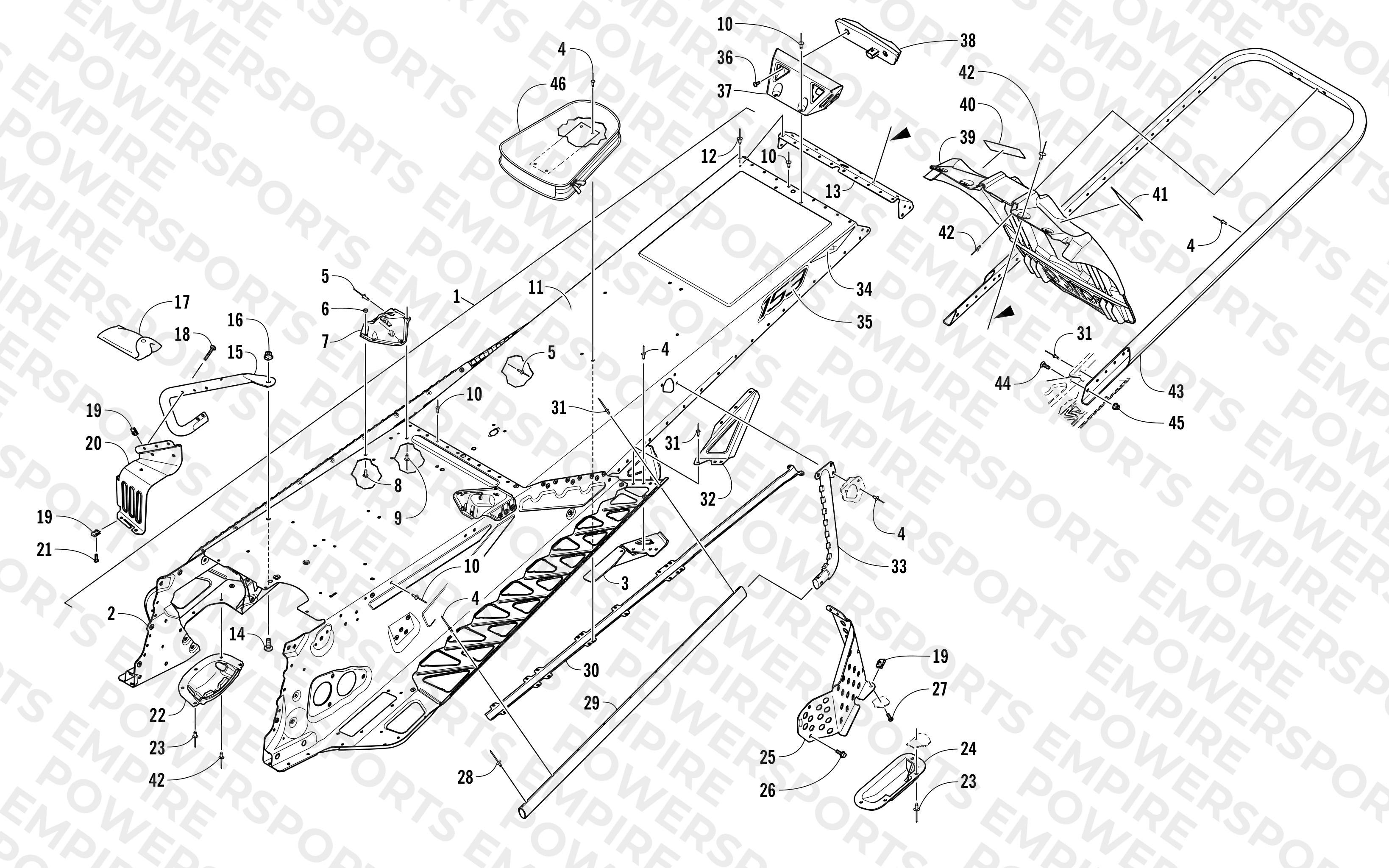 TUNNEL, REAR BUMPER, AND SNOWFLAP ASSEMBLY